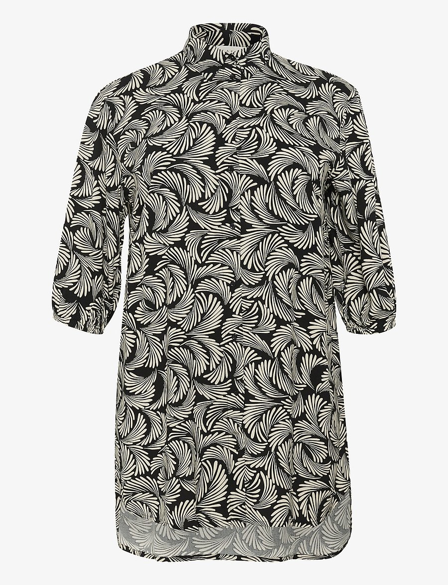 Kaffe Curve - KCsonna Shirt - tunikaer - black deep/antique white print - 1