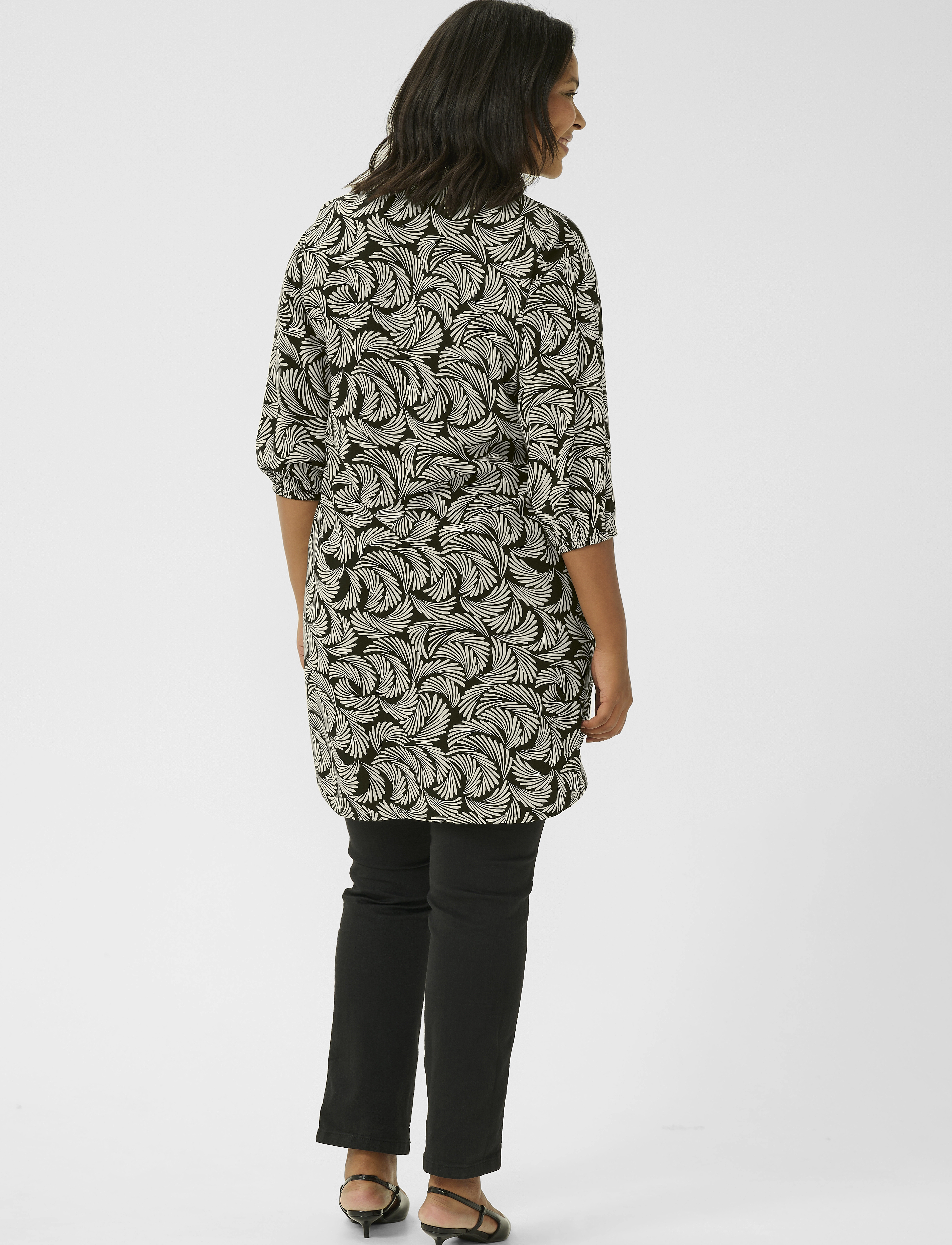 Kaffe Curve - KCsonna Shirt - tunikaer - black deep/antique white print - 4