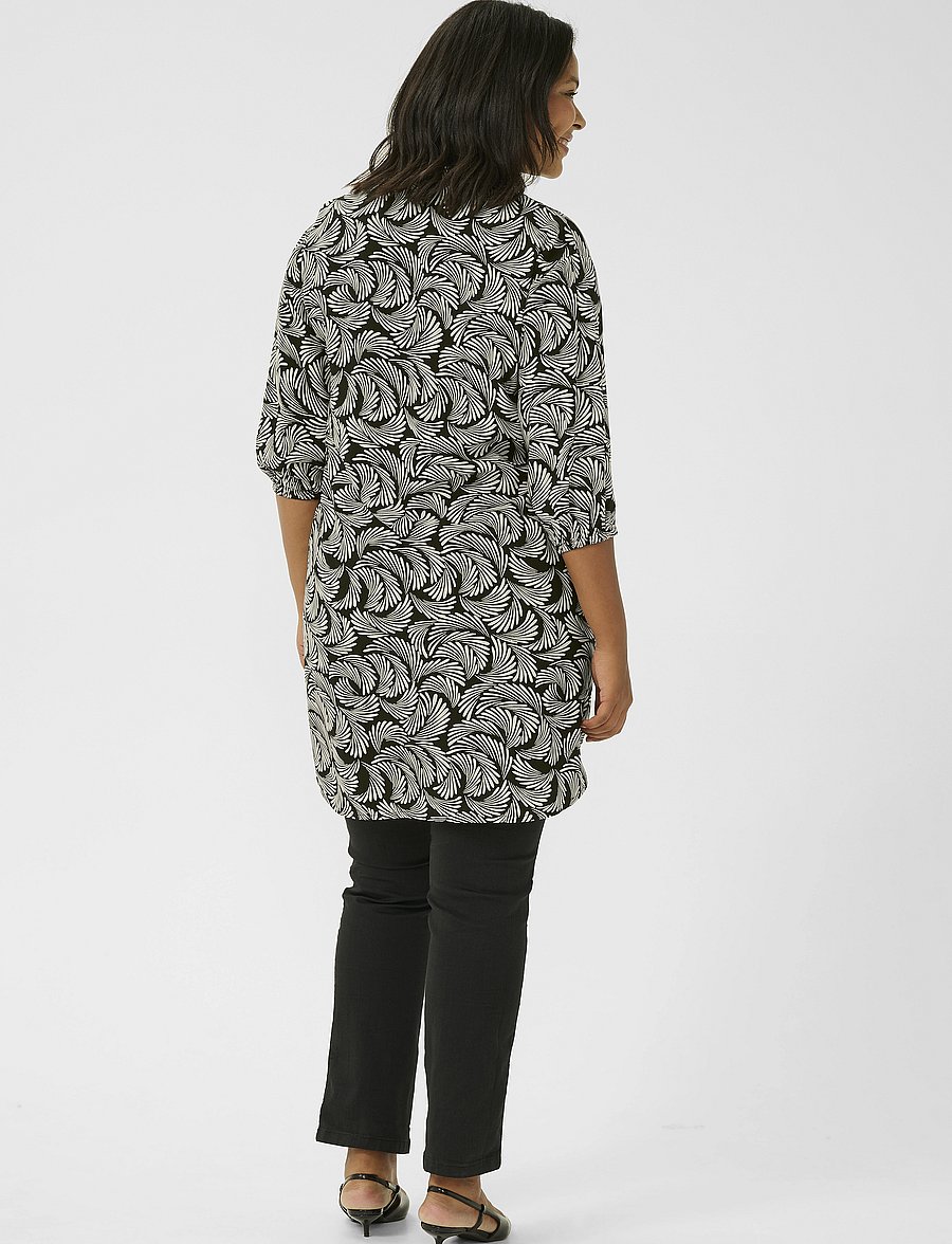 Kaffe Curve - KCsonna Shirt - tunikaer - black deep/antique white print - 4