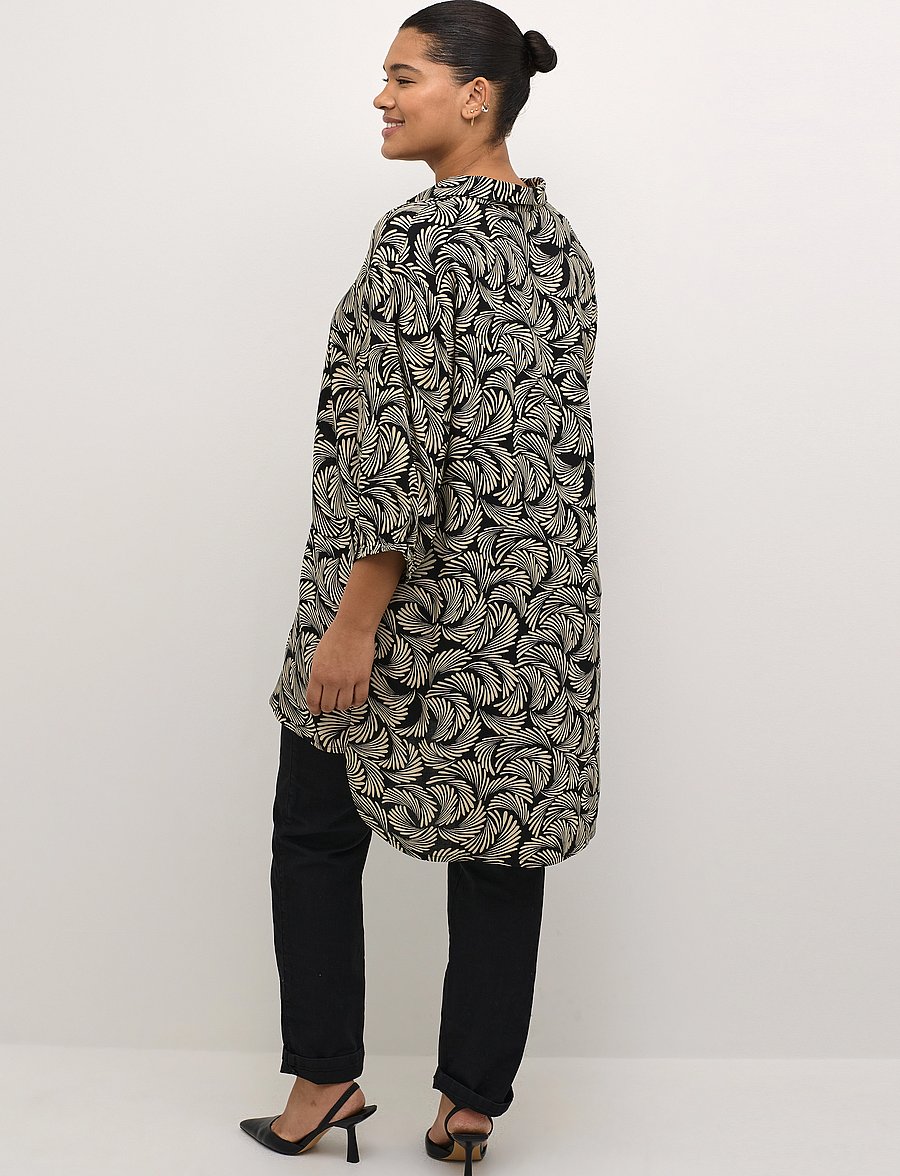 Kaffe Curve - KCsonna Shirt - tunikaer - black deep/antique white print - 5
