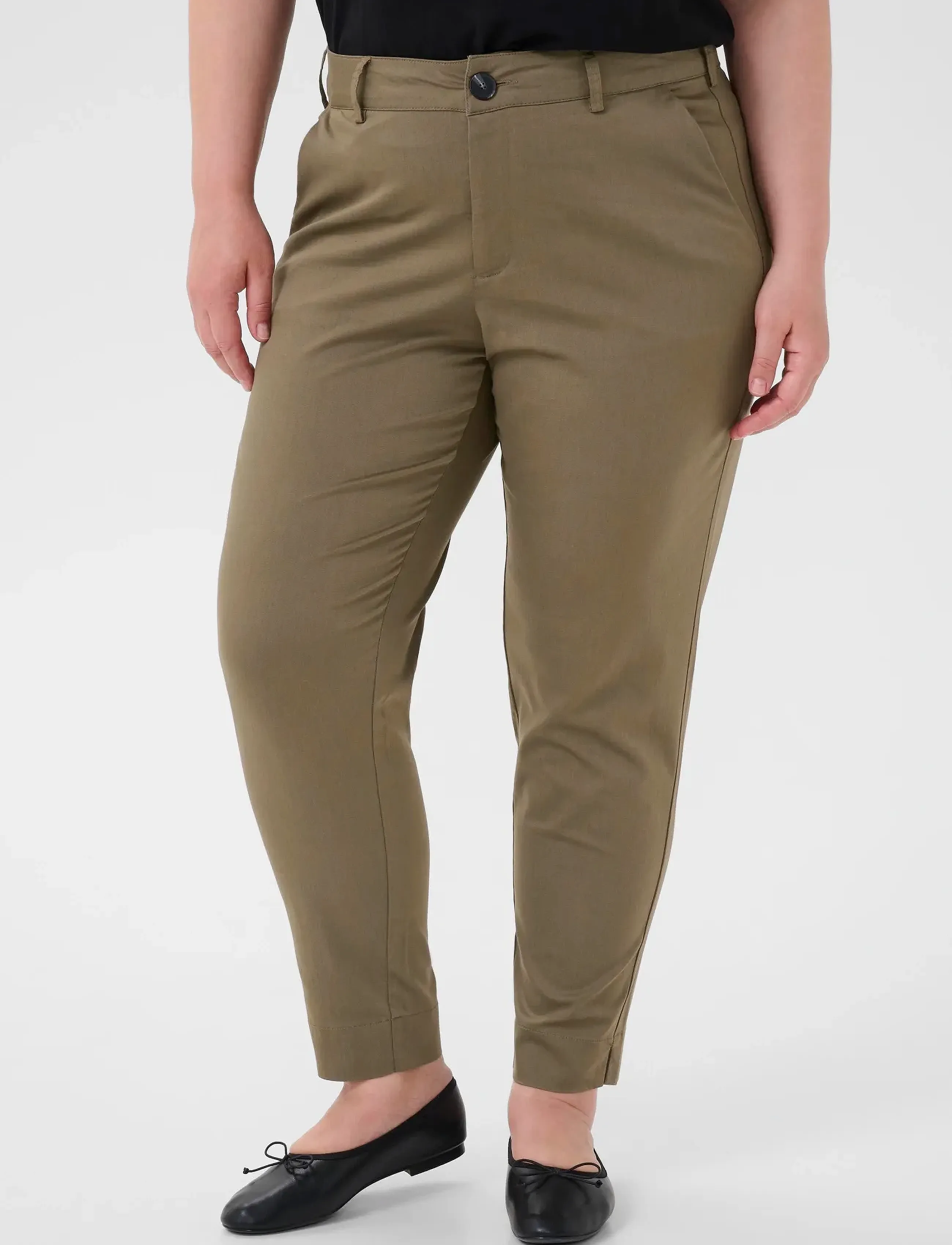 Kaffe Curve KCleana Chino 7/8 Pants - Tøj - MOREL / khaki/green