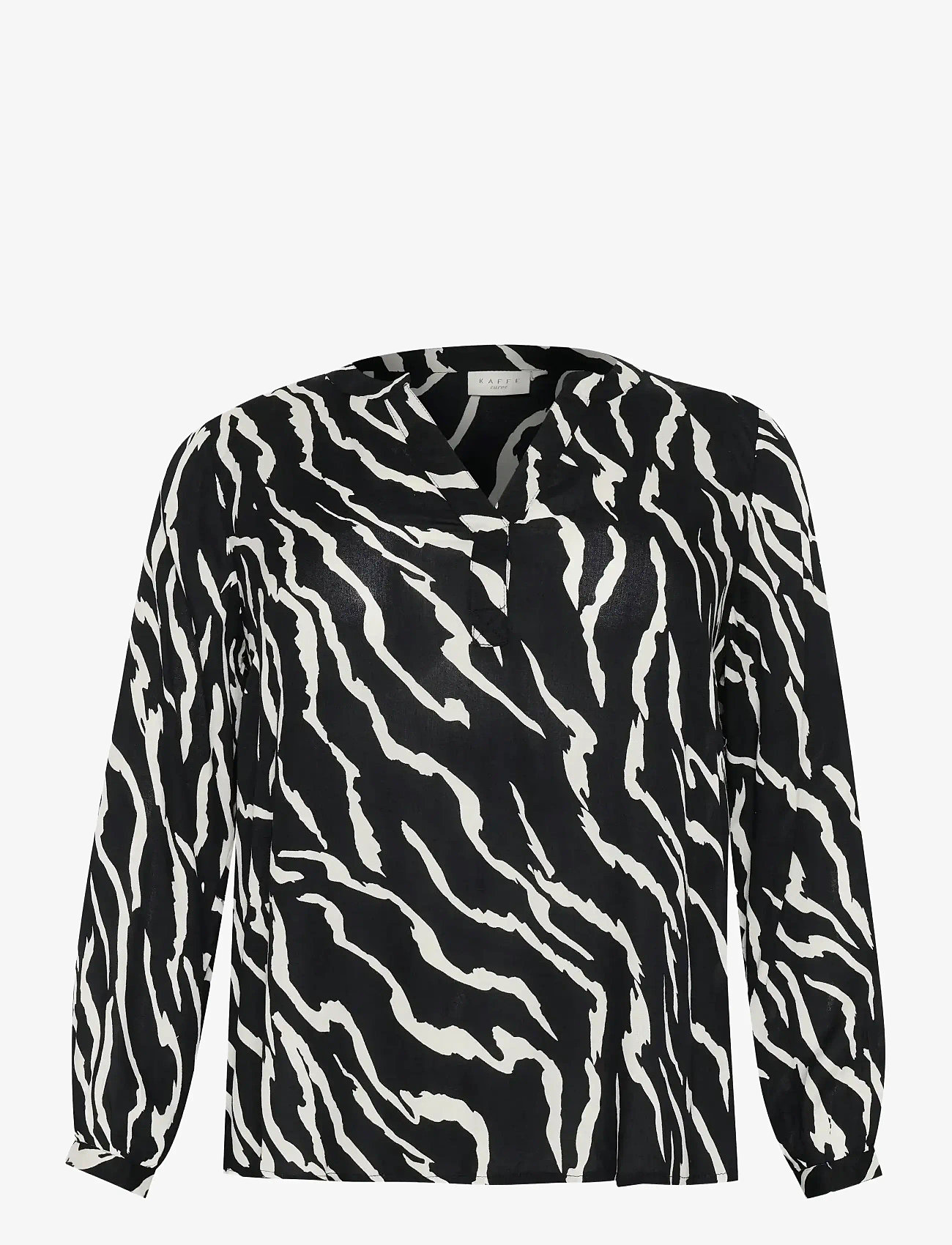 Kaffe Curve - KCmirta Tilly Blouse - långärmade blusar - black / antique zebra print - 1