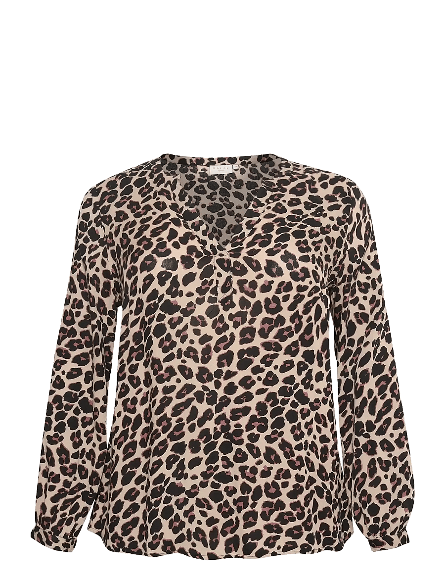Kaffe Curve - KCmirta Tilly Blouse - pikkade varrukatega pluusid - leopard print - 1