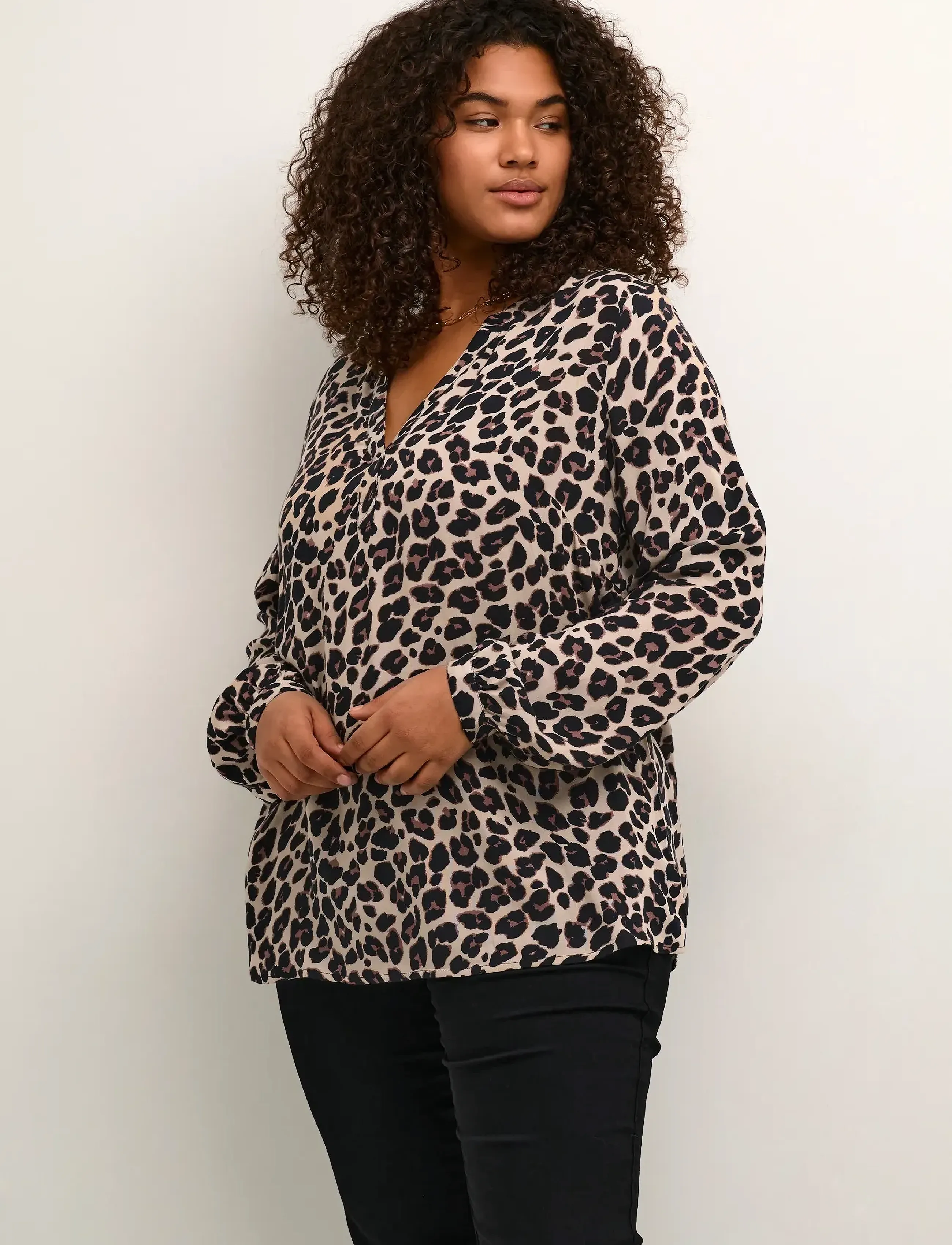 Kaffe Curve KCmirta Tilly Blouse - Blouses - LEOPARD PRINT / brown