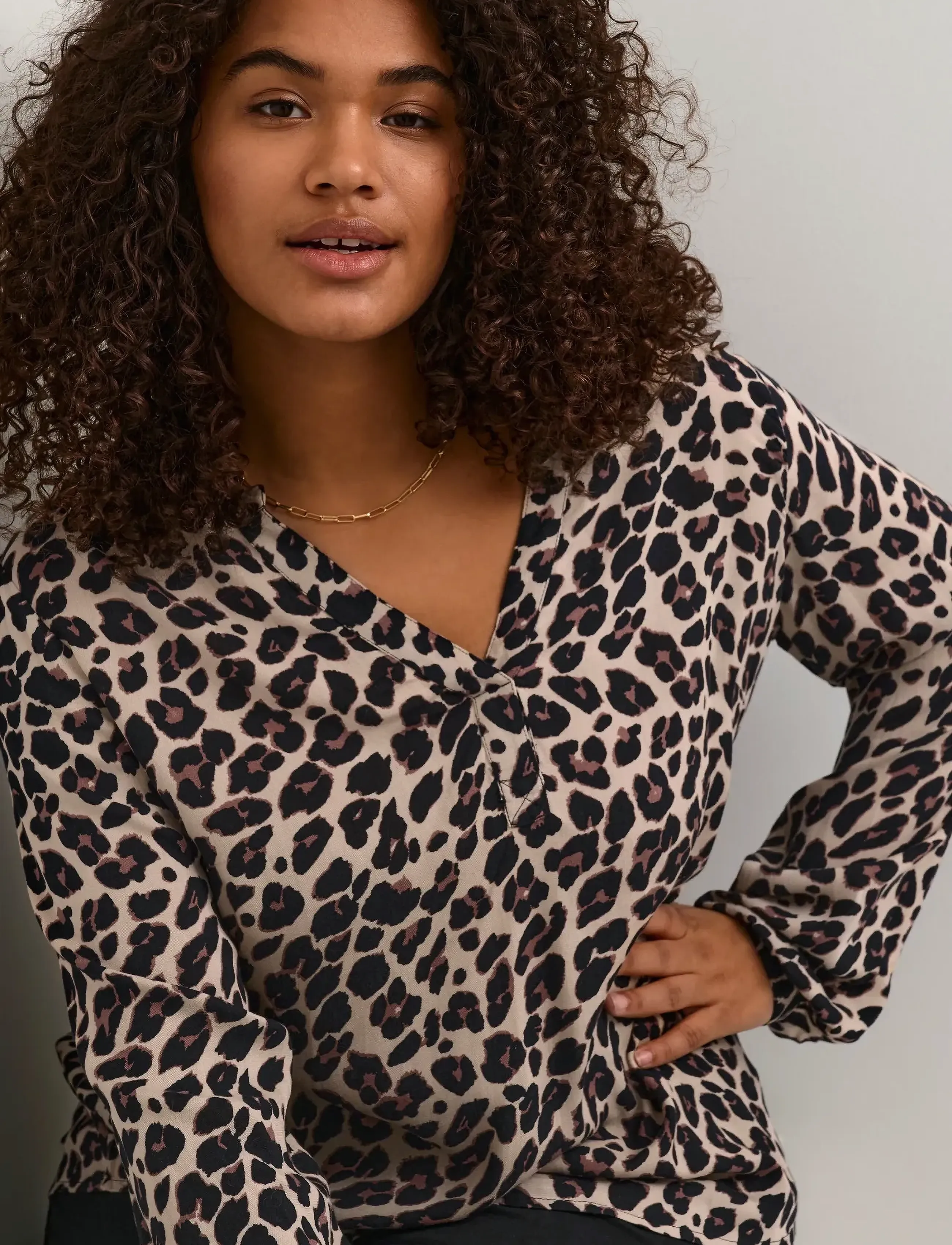 Kaffe Curve - KCmirta Tilly Blouse - pikkade varrukatega pluusid - leopard print - 5