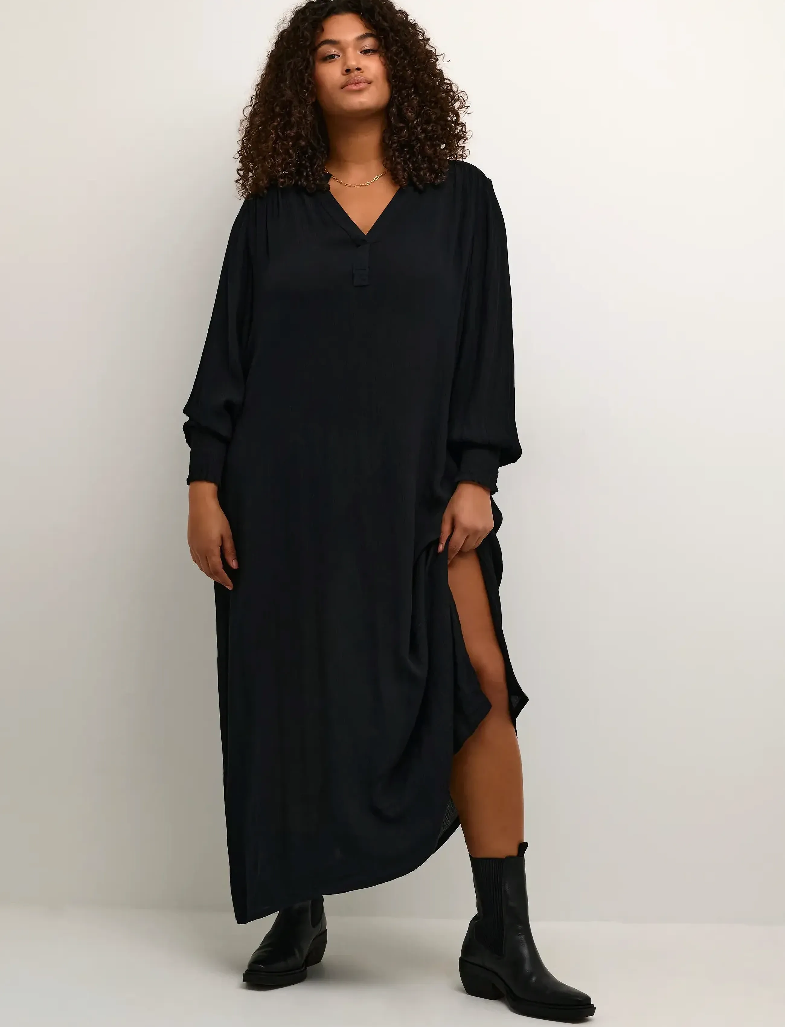 Kaffe Curve - KCmiriam Ami Dress - shirt dresses - black deep - 0