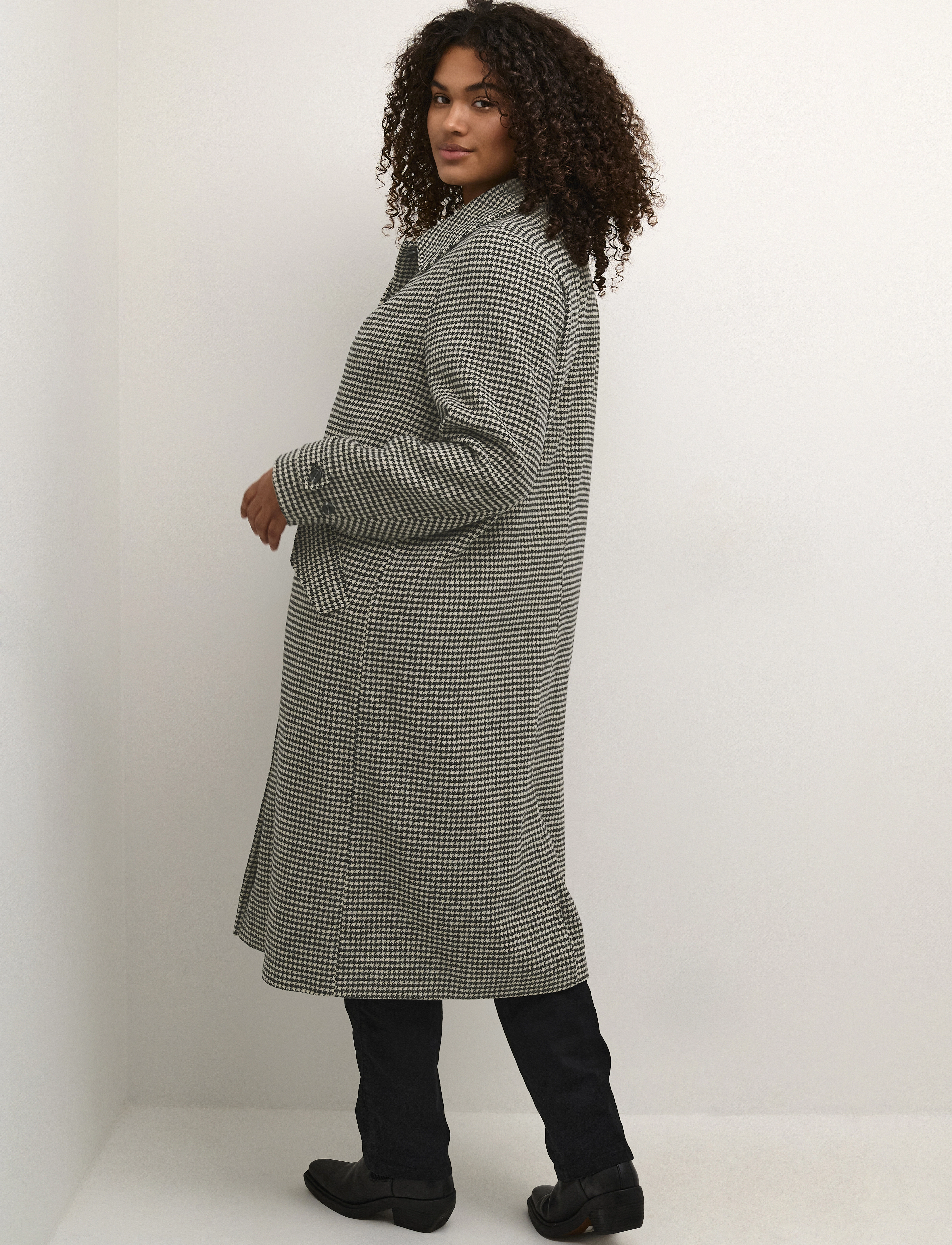 Kaffe Curve - KCgene Coat - black/ beige mini check - 4