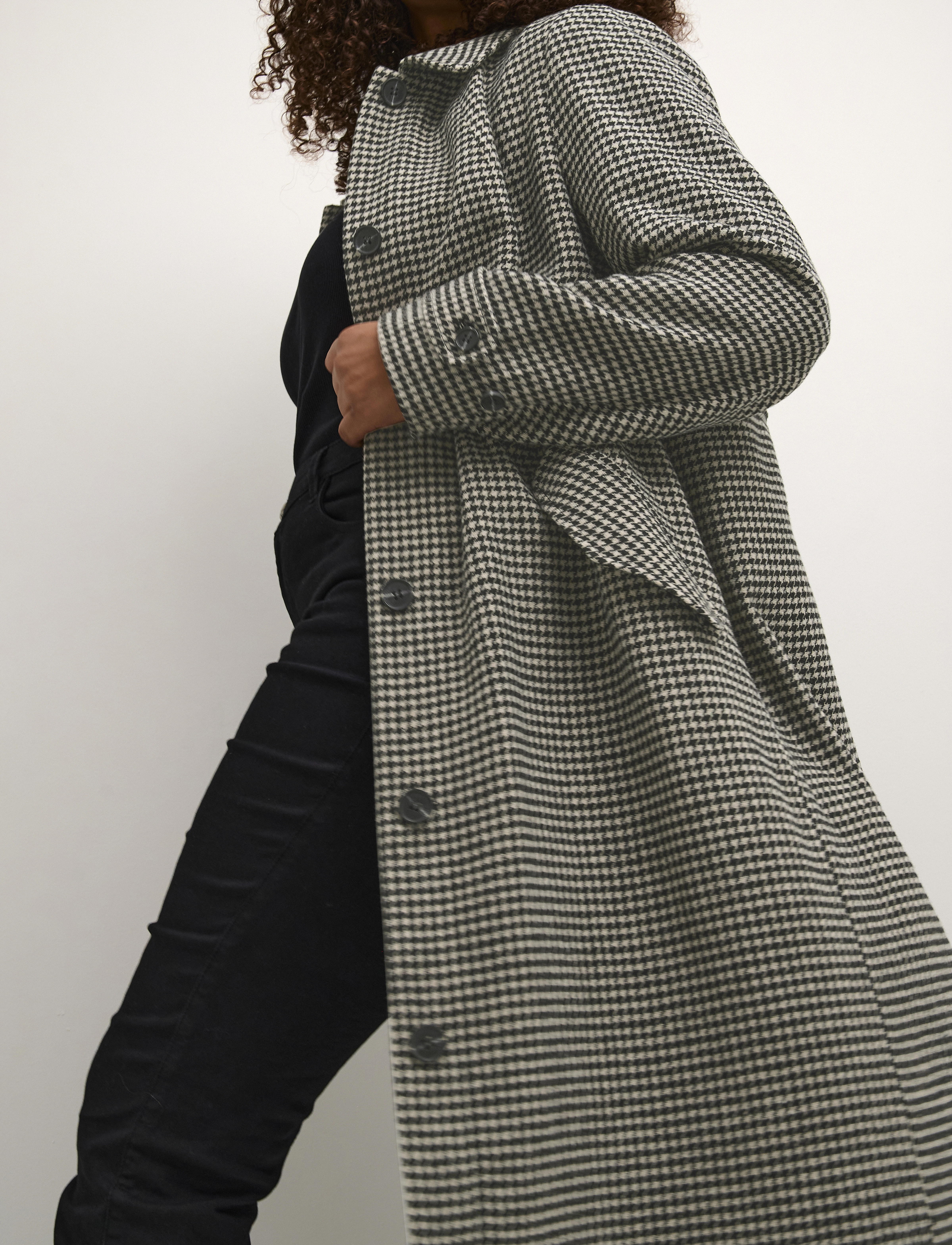 Kaffe Curve - KCgene Coat - black/ beige mini check - 5