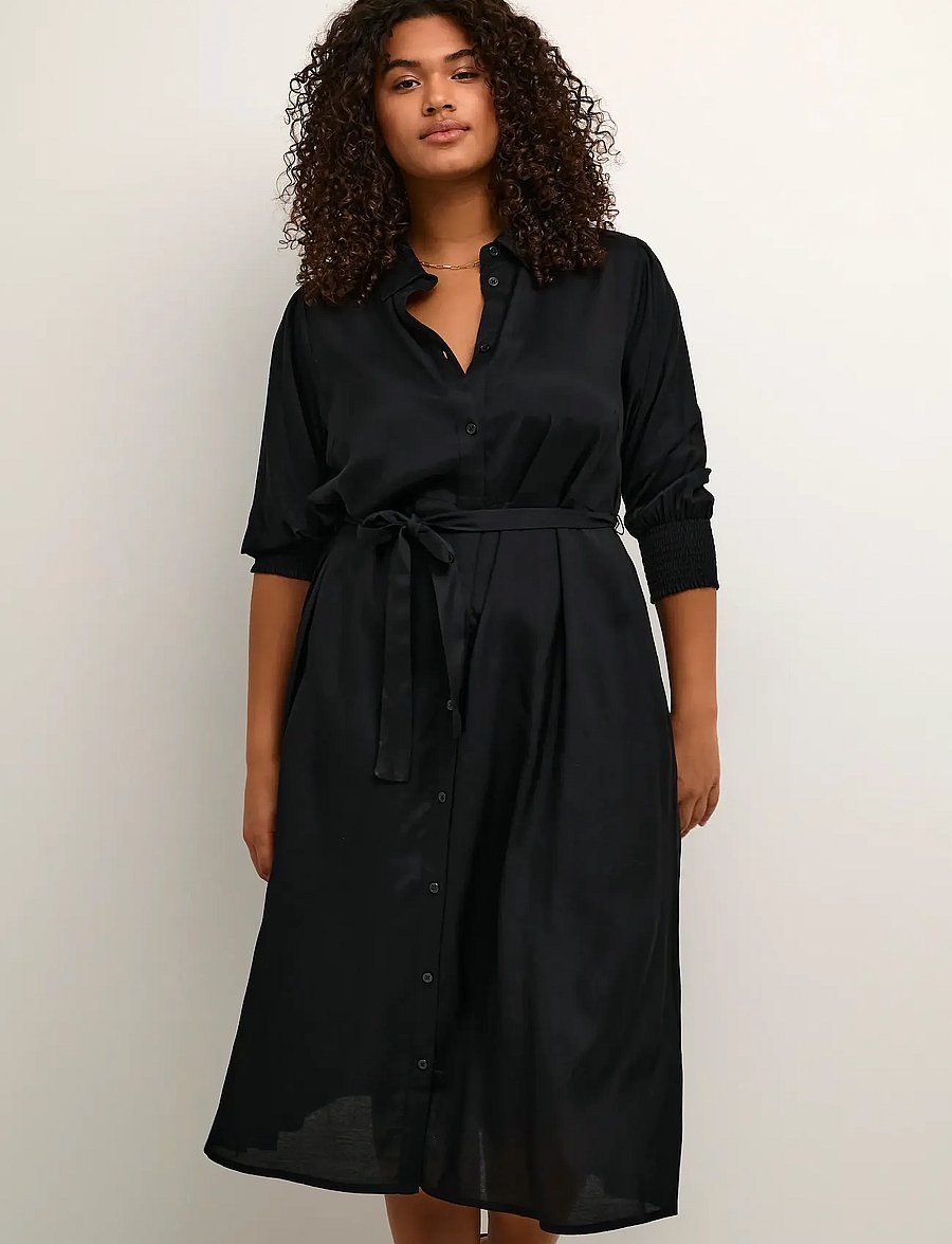 Kaffe Curve - KCemina Oline Dress - skjortekjoler - black deep - 0