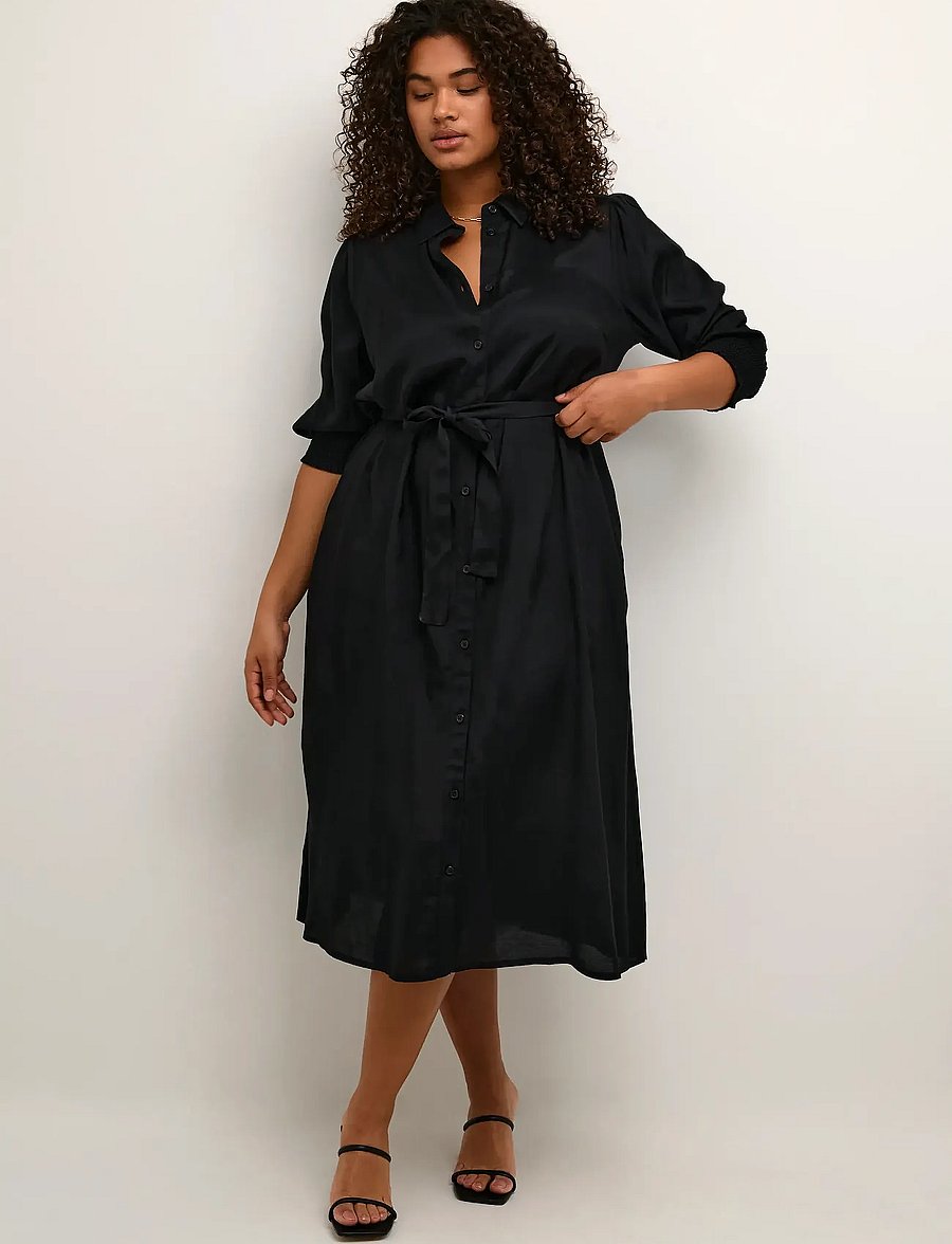 Kaffe Curve - KCemina Oline Dress - skjortekjoler - black deep - 3