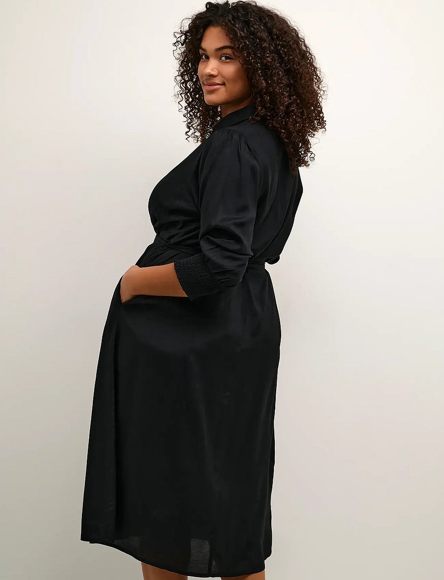 Kaffe Curve - KCemina Oline Dress - skjortekjoler - black deep - 4
