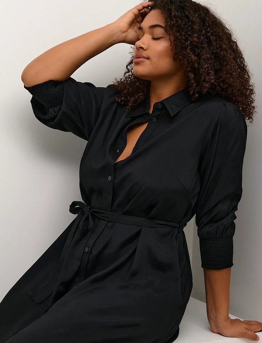 Kaffe Curve - KCemina Oline Dress - skjortekjoler - black deep - 5