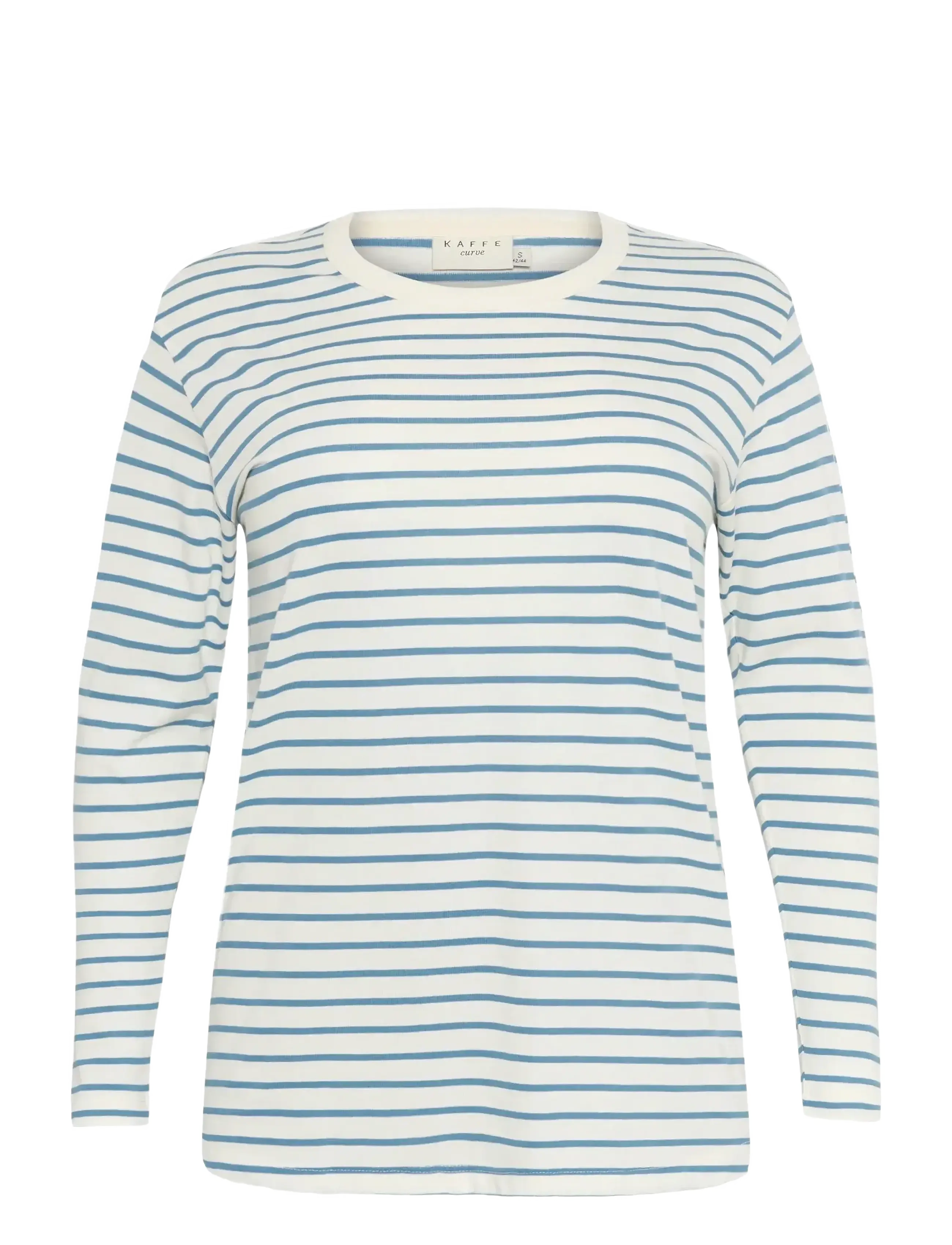 Kaffe Curve KCwinni LS T-Shirt - Tøj - ANT. WHITE / WINDWARD STRIPE / blue