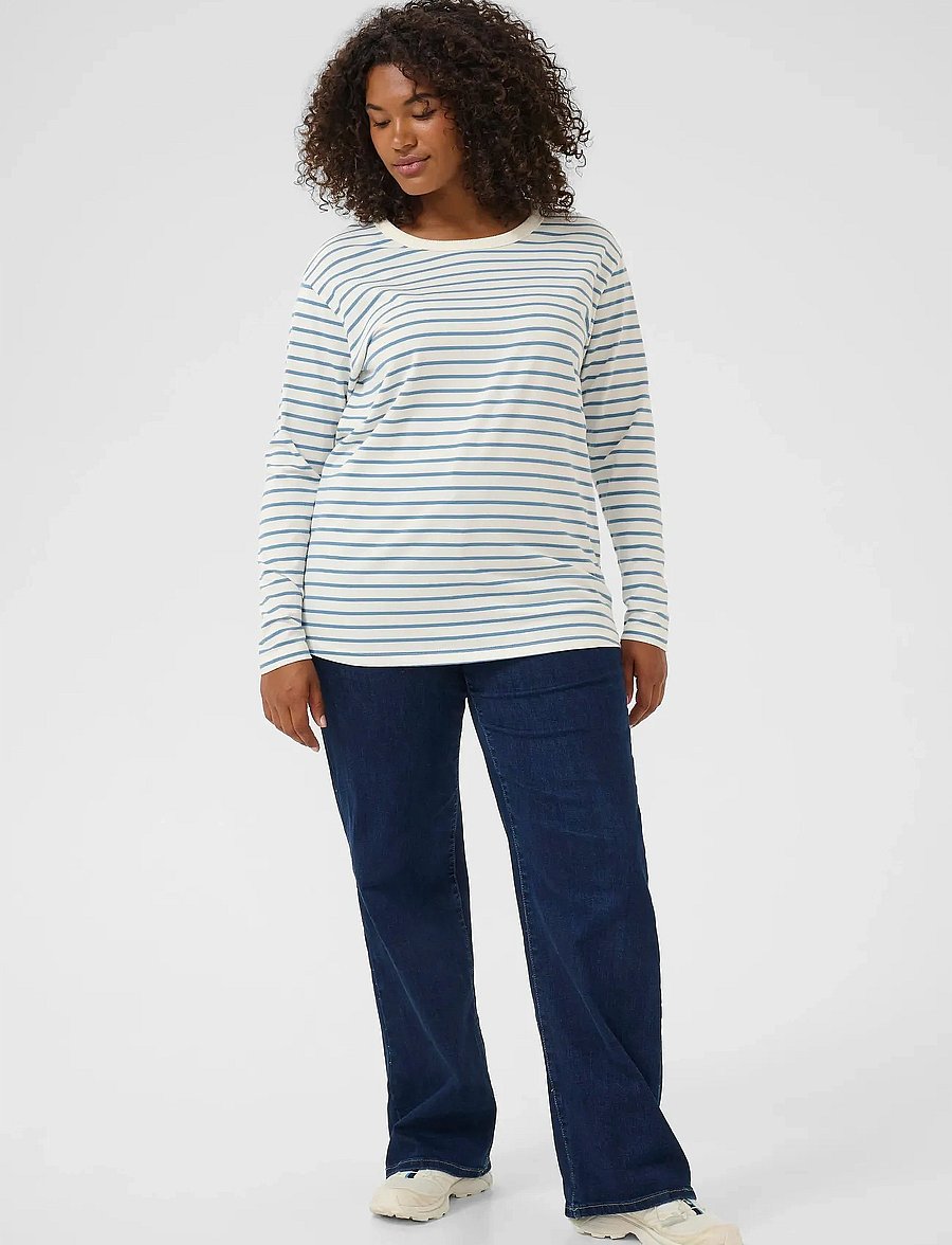 Kaffe Curve - KCwinni LS T-Shirt - langærmede toppe - ant. white / windward stripe - 3