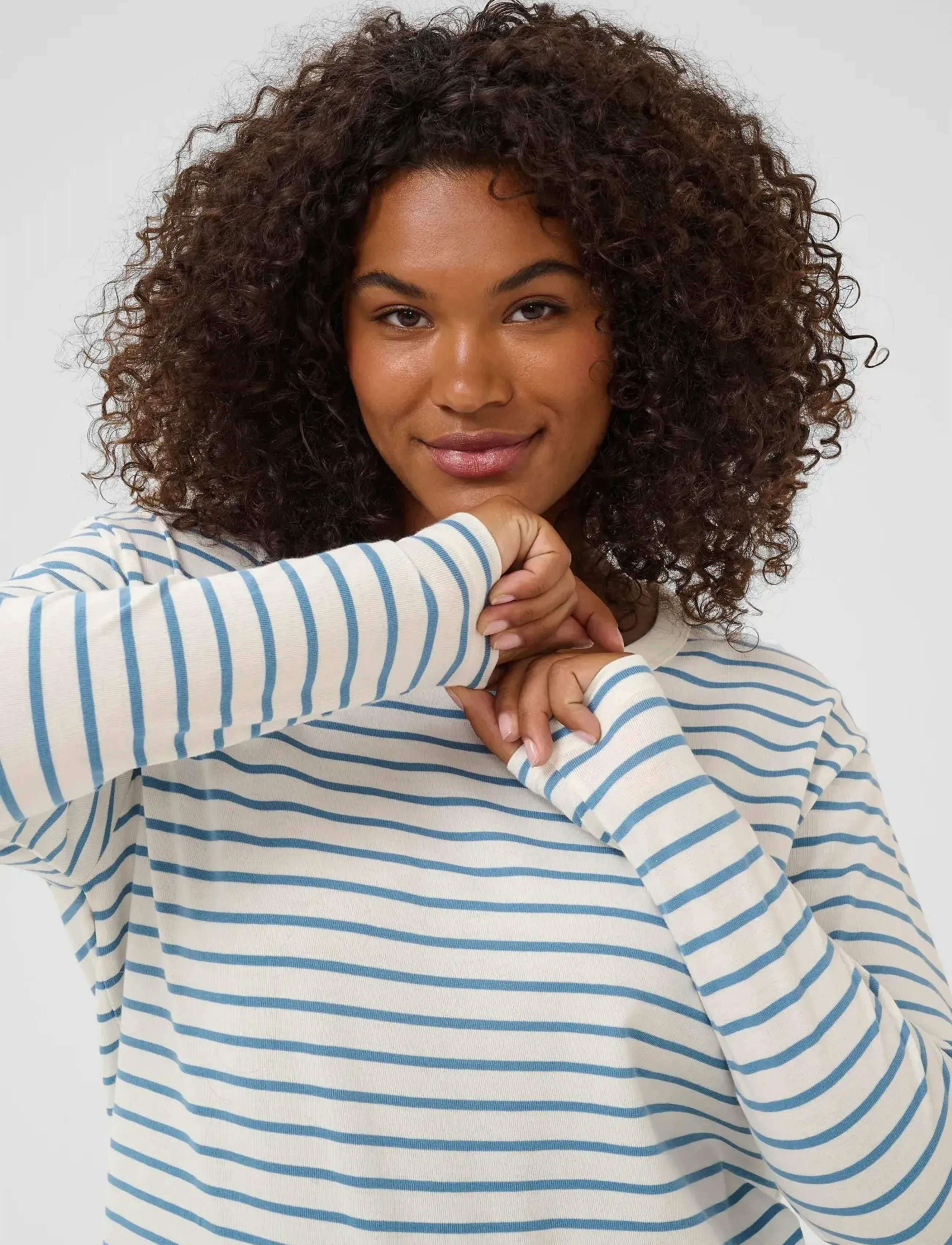 Kaffe Curve - KCwinni LS T-Shirt - langærmede toppe - ant. white / windward stripe - 5
