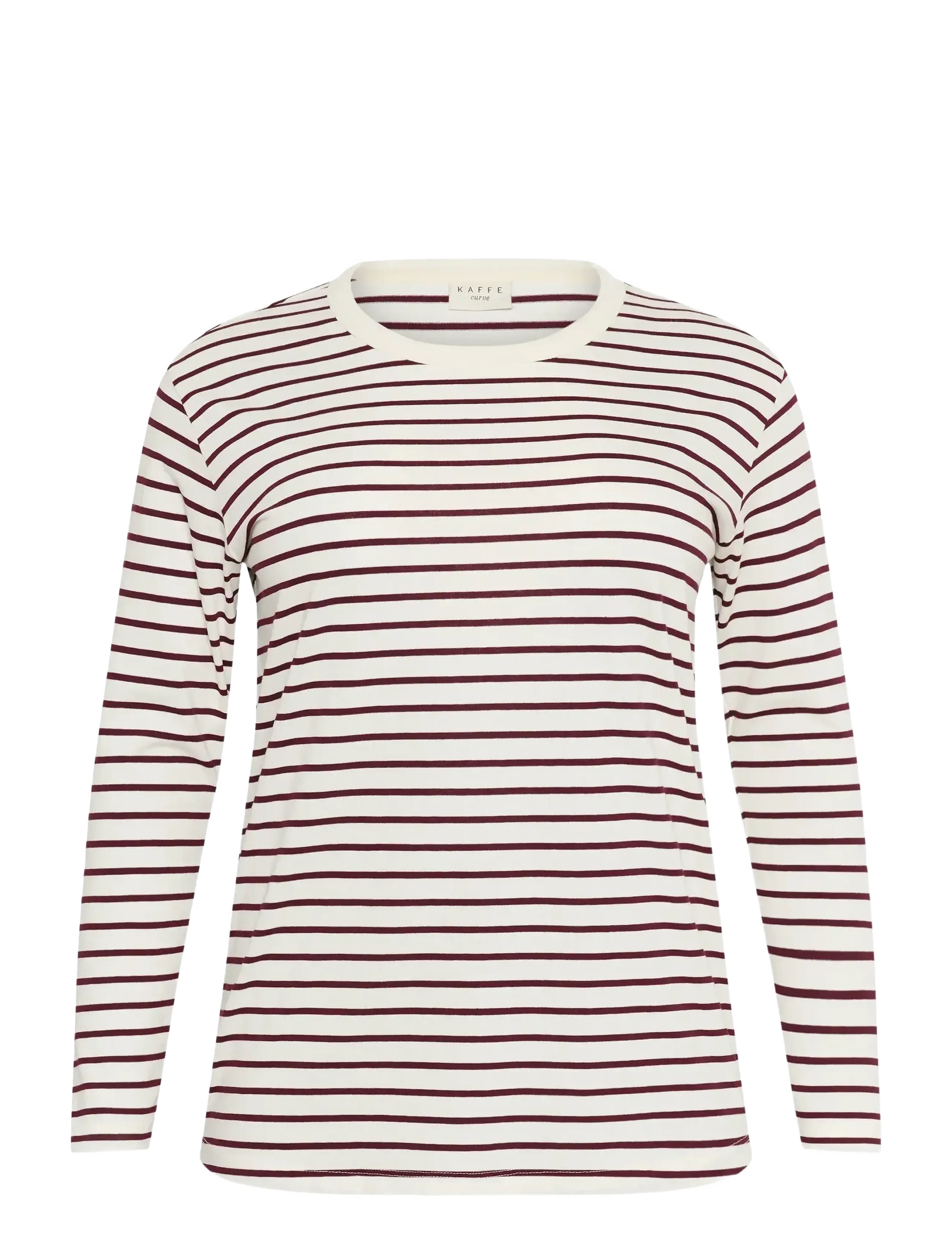 Kaffe Curve KCwinni LS T-Shirt - Kläder - ANT. WHITE / WINDSOR STRIPE / burgundy