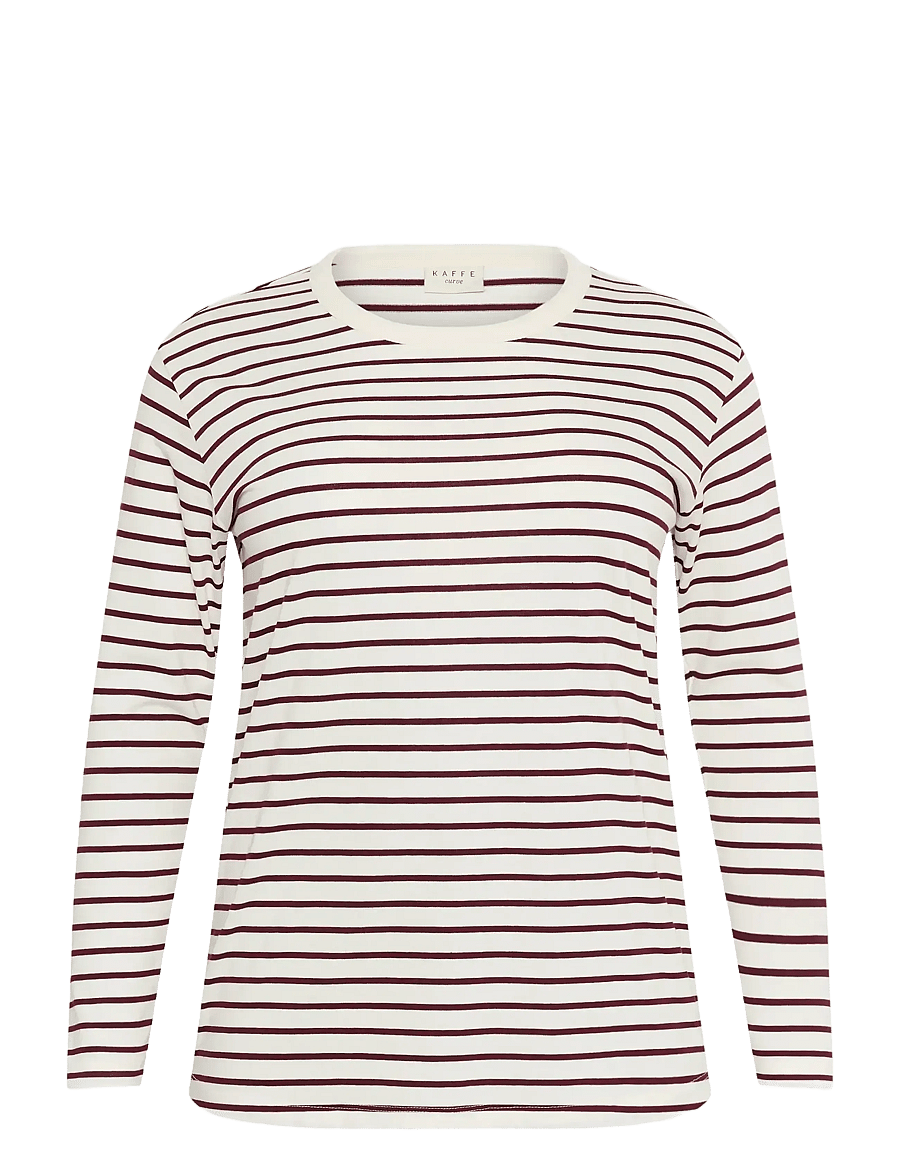 Kaffe Curve - KCwinni LS T-Shirt - pikkade varrukatega alussärgid - ant. white / windsor stripe - 1