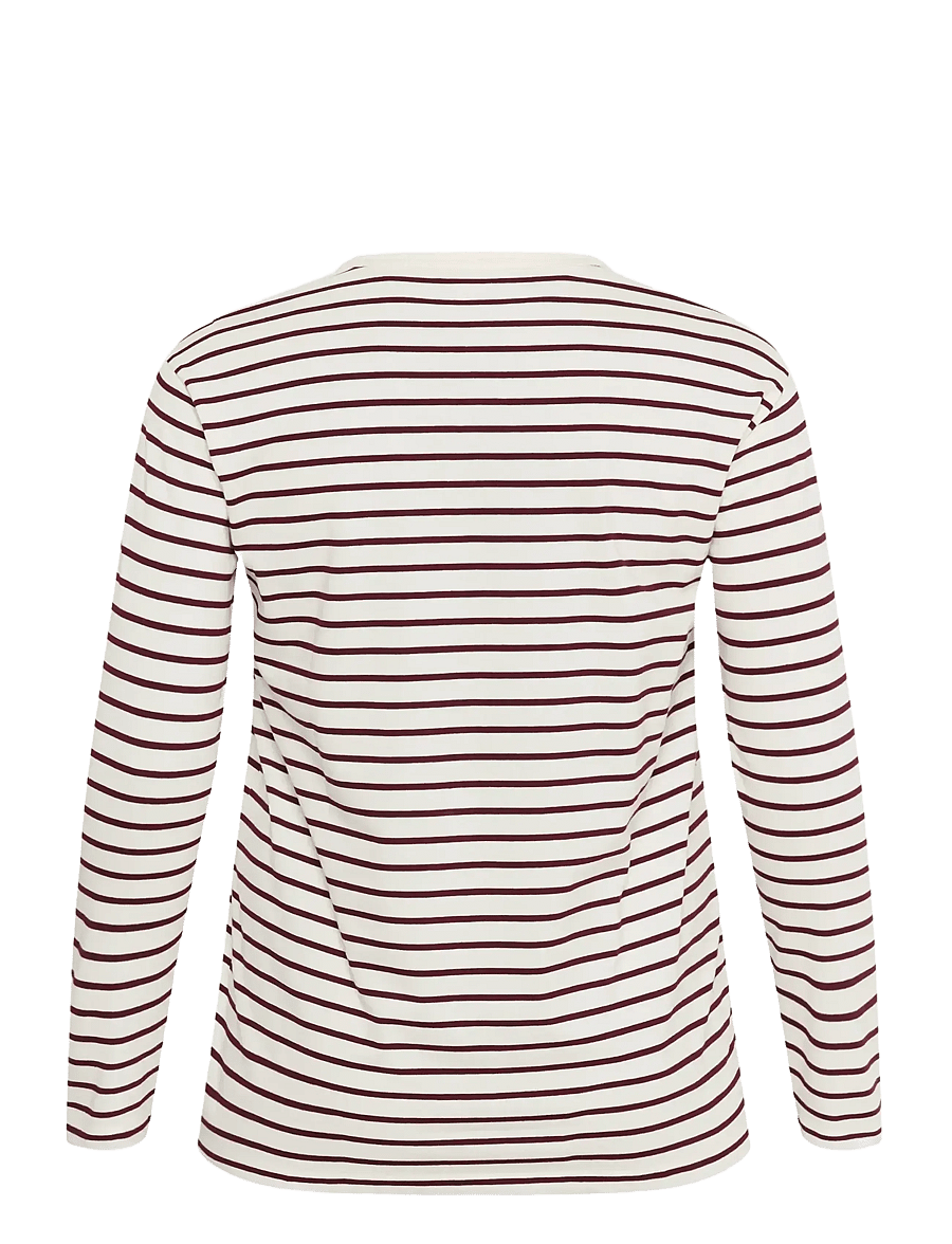 Kaffe Curve - KCwinni LS T-Shirt - pikkade varrukatega alussärgid - ant. white / windsor stripe - 2