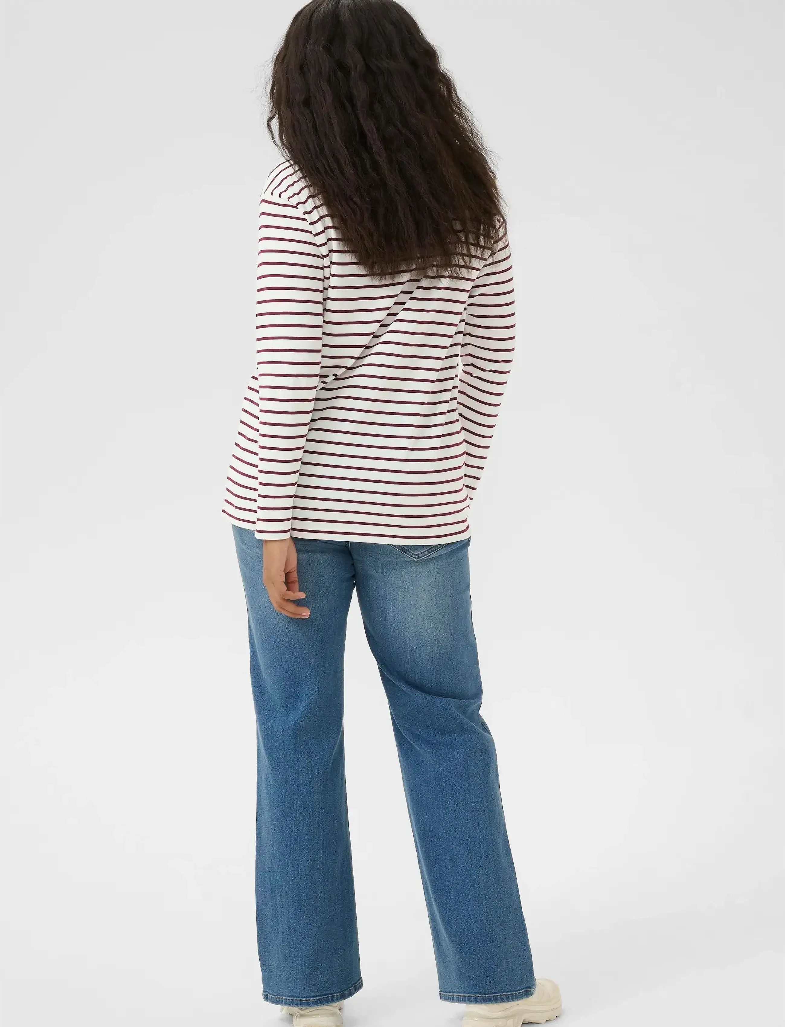 Kaffe Curve - KCwinni LS T-Shirt - pikkade varrukatega alussärgid - ant. white / windsor stripe - 4
