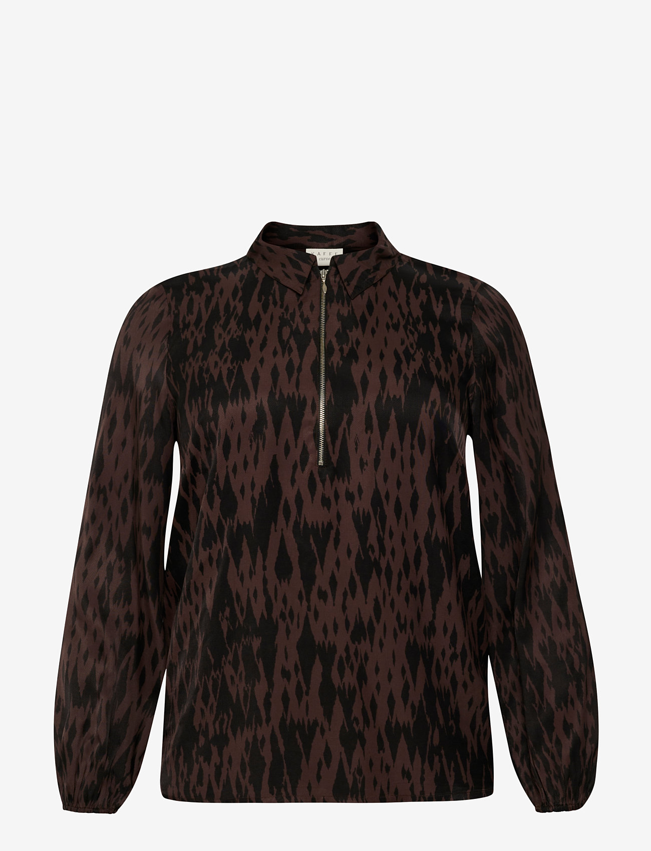 Kaffe Curve - KCria Blouse - long-sleeved blouses - brown / black graphic - 0