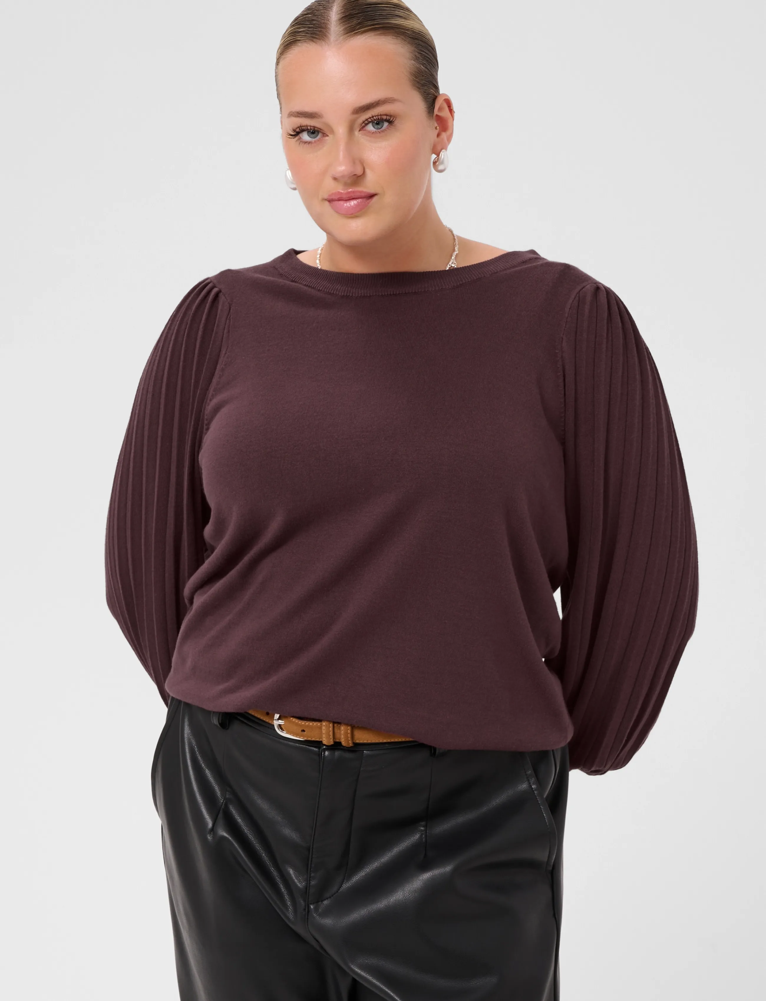 Kaffe Curve - KCloni Knit Pullover - striktrøjer - fudge - 2
