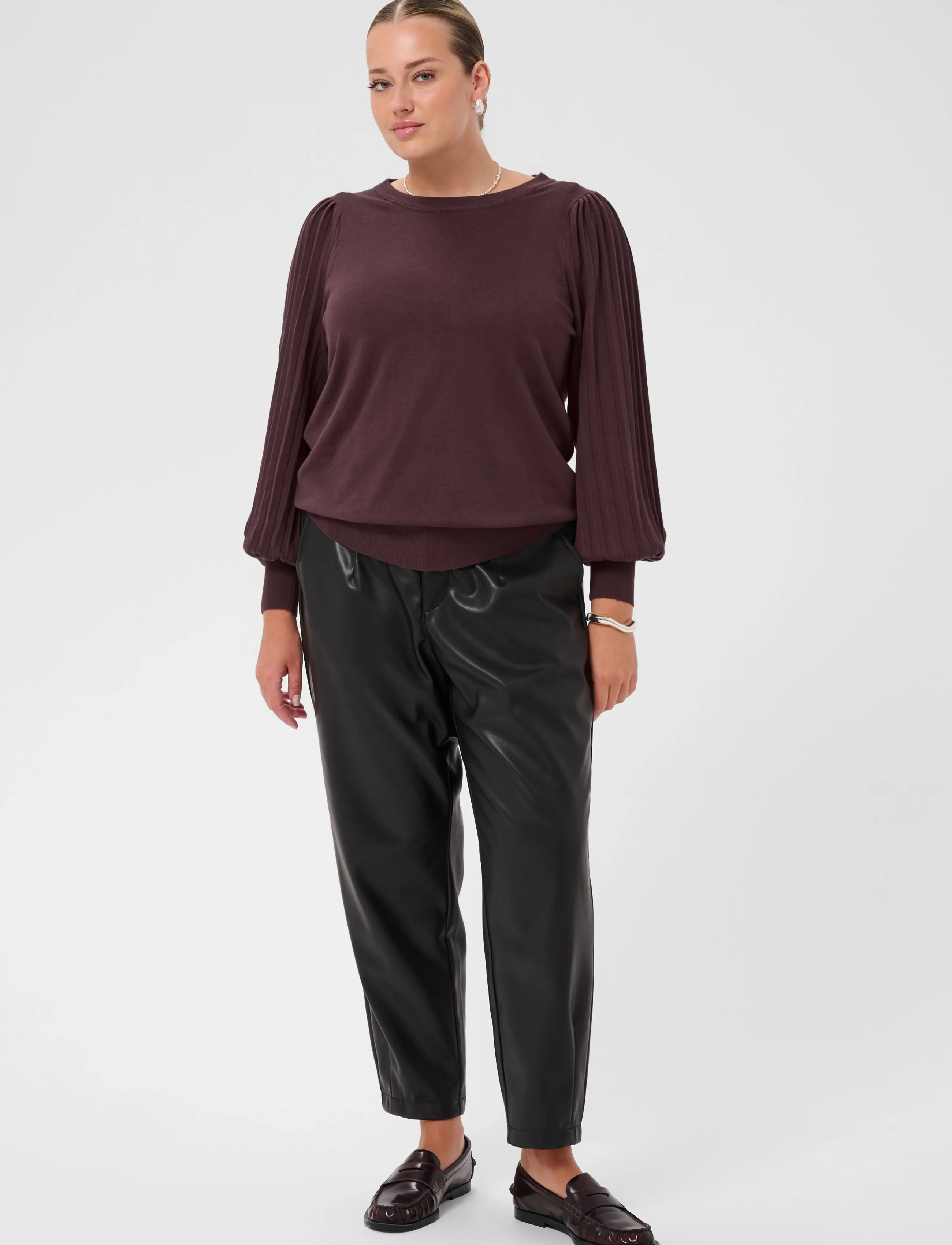 Kaffe Curve - KCloni Knit Pullover - striktrøjer - fudge - 3