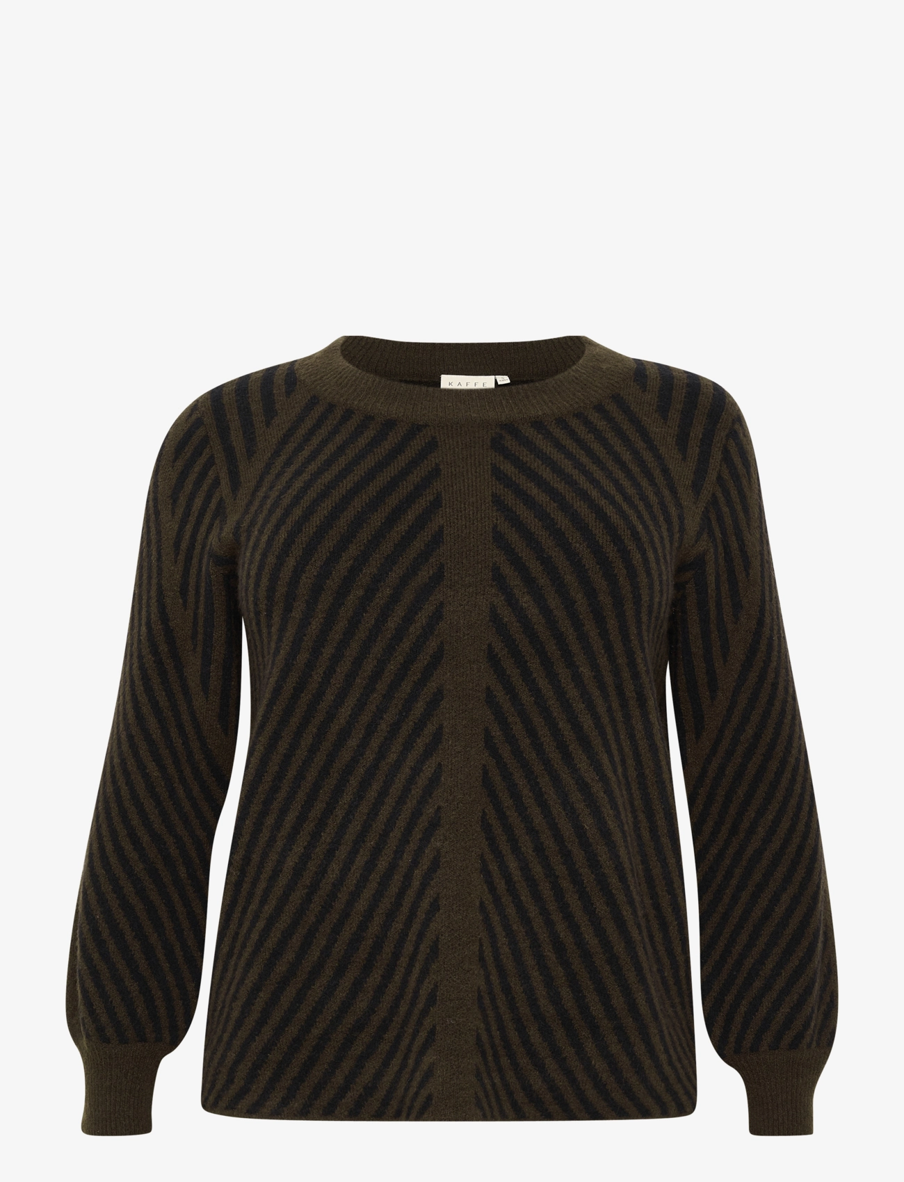 Kaffe Curve KCvery Knit Pullover - Kollektionen - JAVA/BLACK STRIPE / green