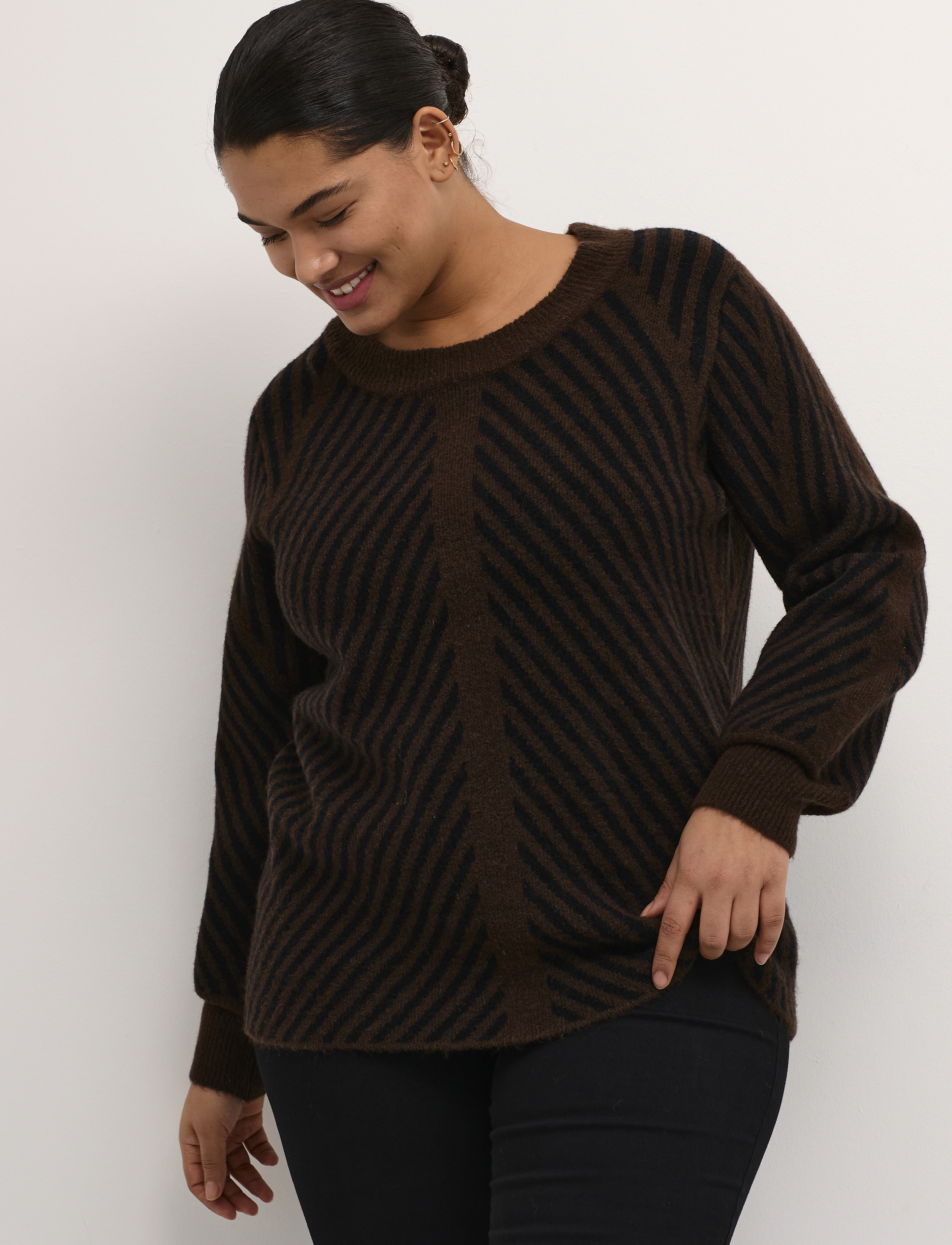 Kaffe Curve - KCvery Knit Pullover - pullover - java/black stripe - 0