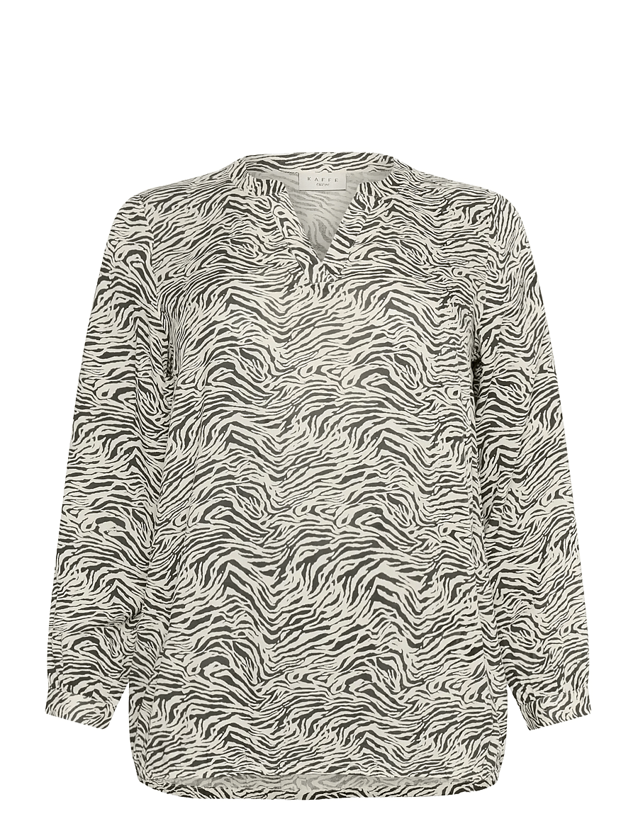 Kaffe Curve - KCdiana Blouse - langärmlige hemden - black oyster/turtledove animal - 1
