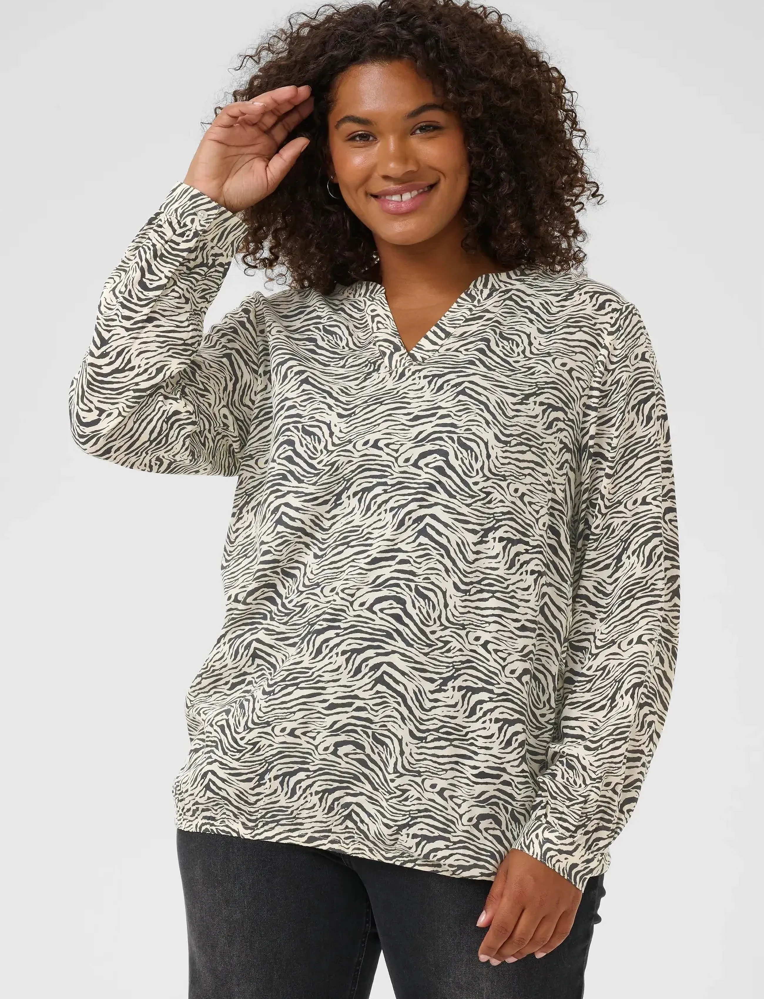 Kaffe Curve KCdiana Blouse - Blusar - BLACK OYSTER/TURTLEDOVE ANIMAL / multi