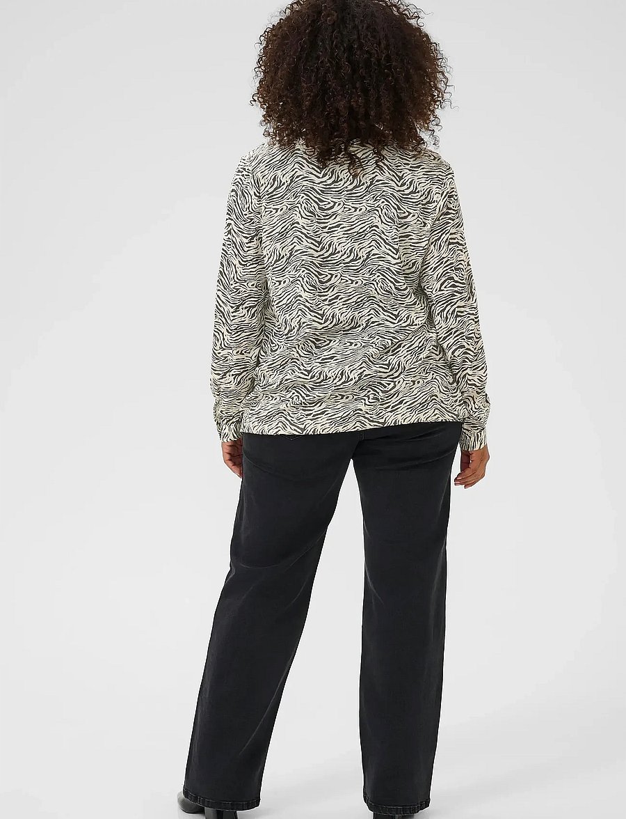 Kaffe Curve - KCdiana Blouse - langärmlige hemden - black oyster/turtledove animal - 4