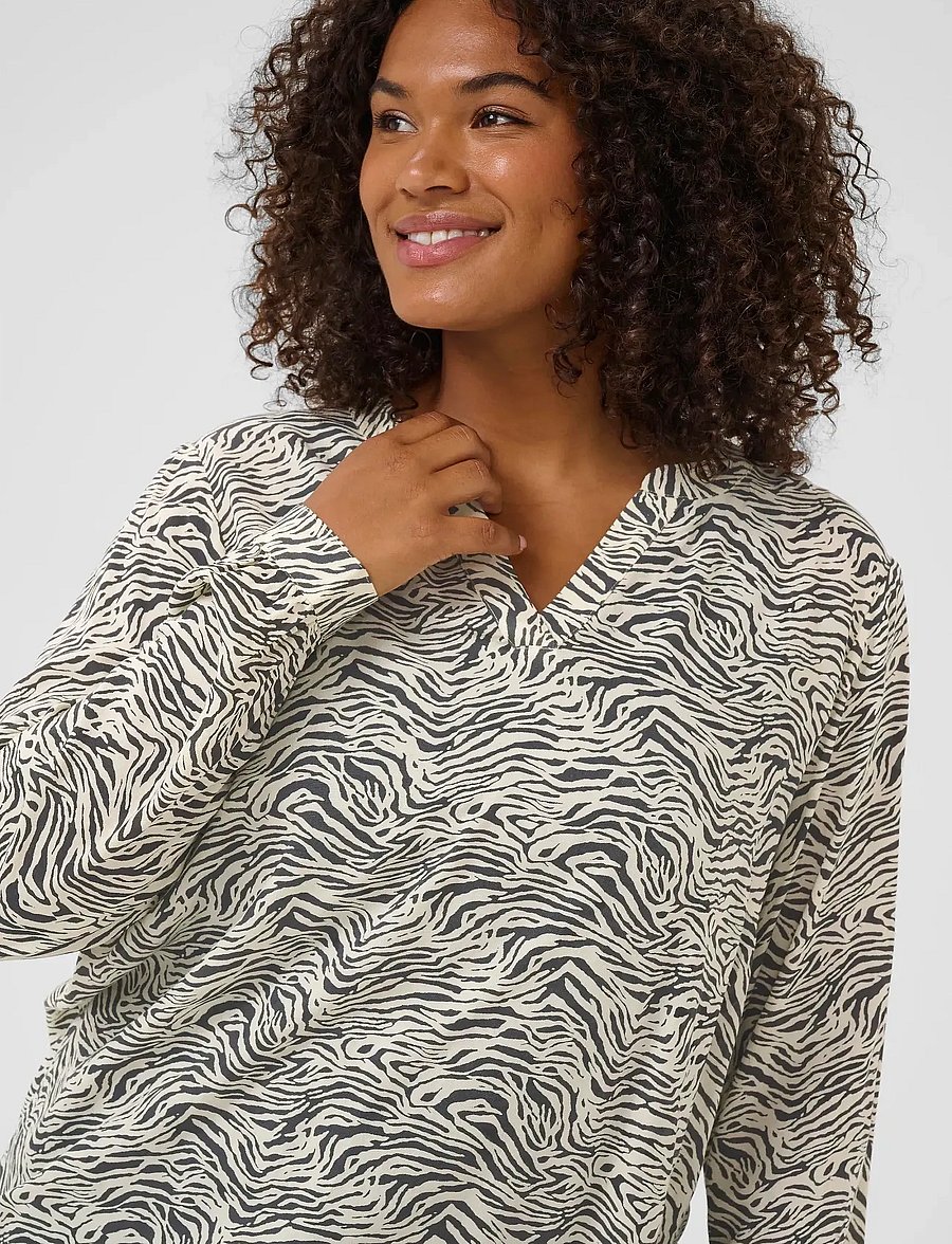 Kaffe Curve - KCdiana Blouse - langärmlige hemden - black oyster/turtledove animal - 5
