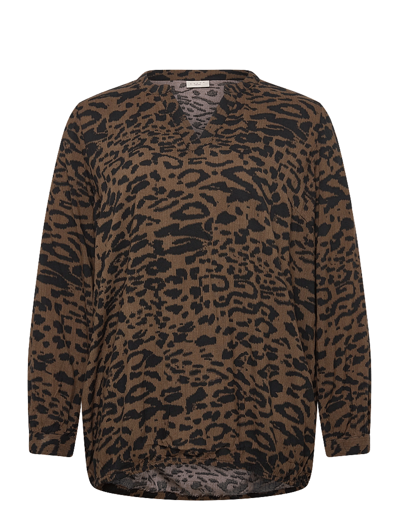 Kaffe Curve - KCdiana Blouse - langärmlige hemden - brown/black flower print - 0