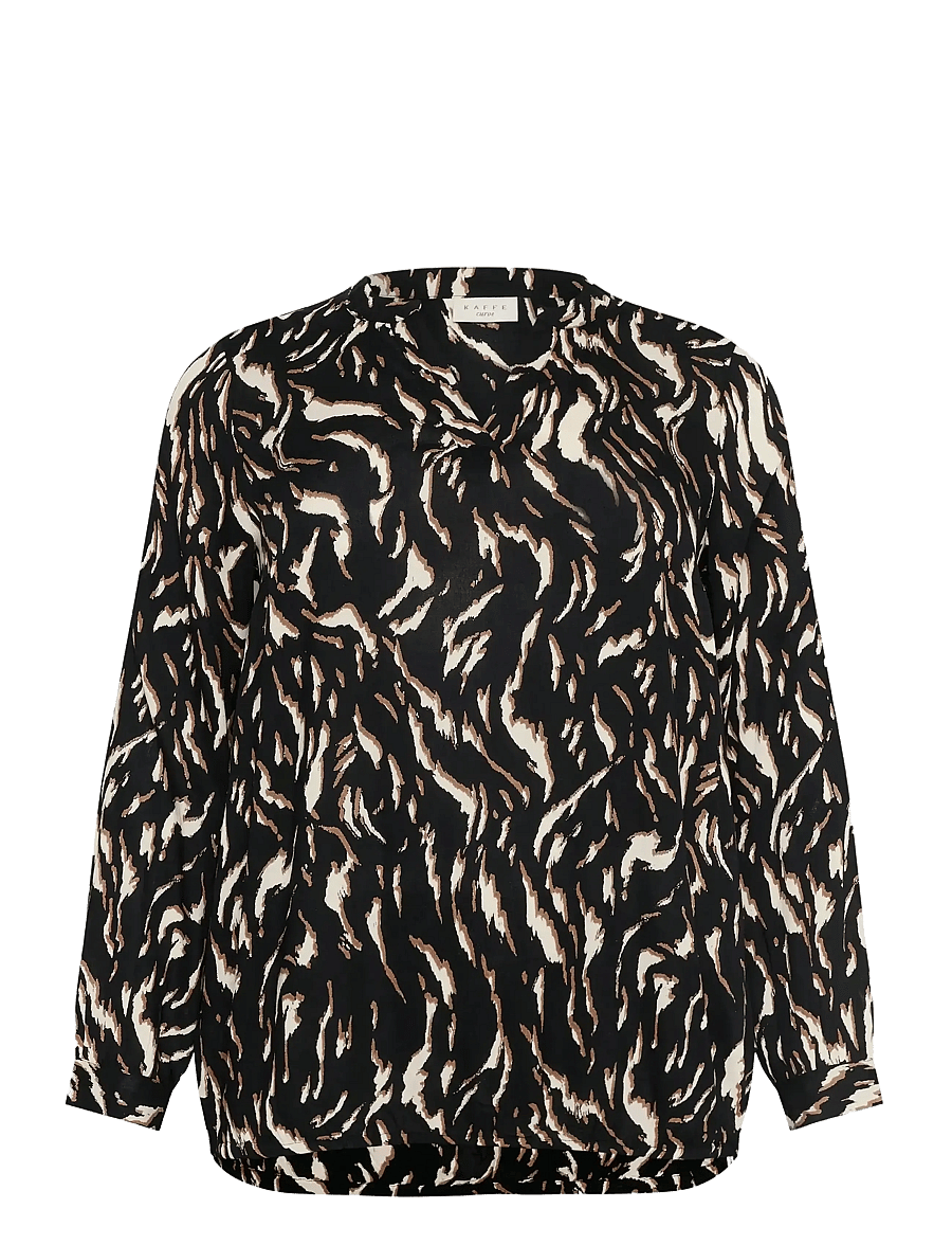 Kaffe Curve - KCdiana Blouse - langærmede skjorter - black/brown graphic animal - 0