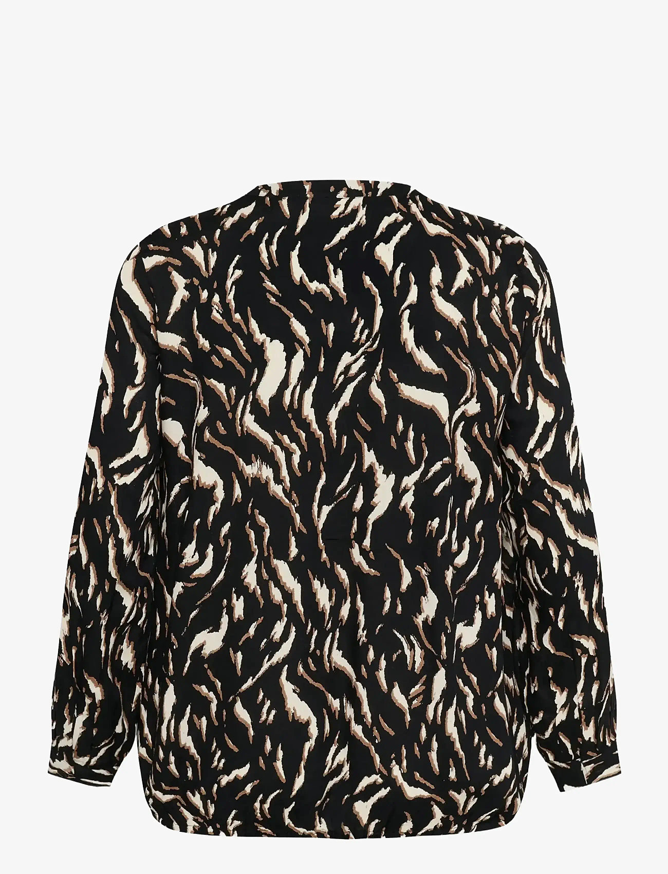 Kaffe Curve - KCdiana Blouse - langärmlige hemden - black/brown graphic animal - 1
