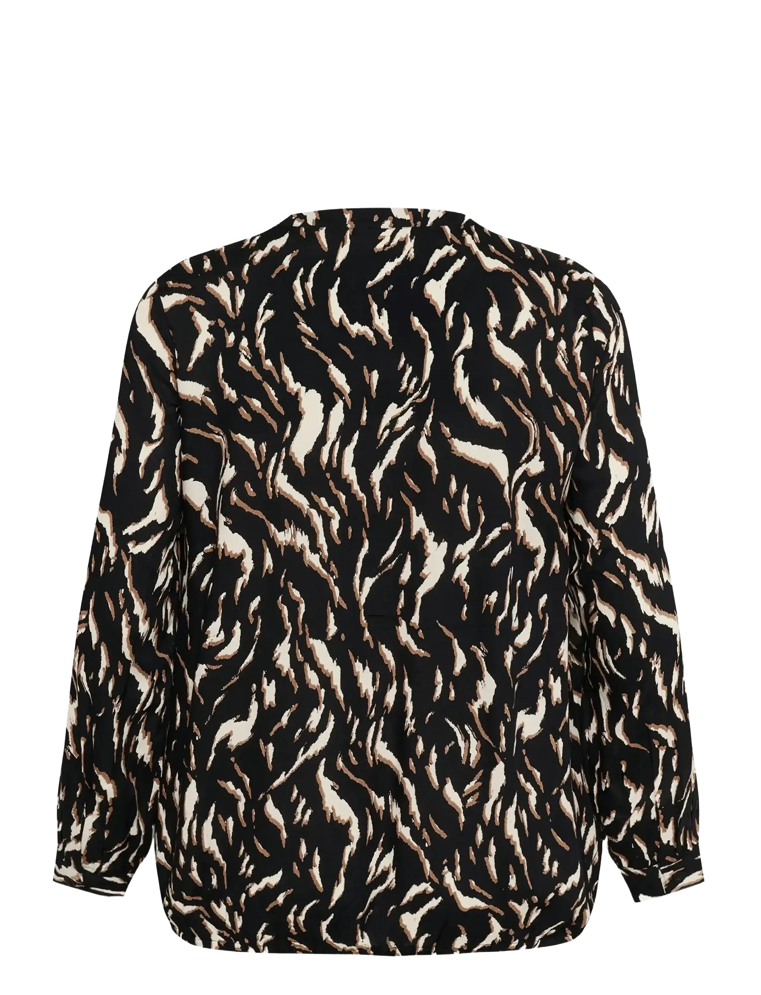 Kaffe Curve - KCdiana Blouse - langærmede bluser - black/brown graphic animal - 1