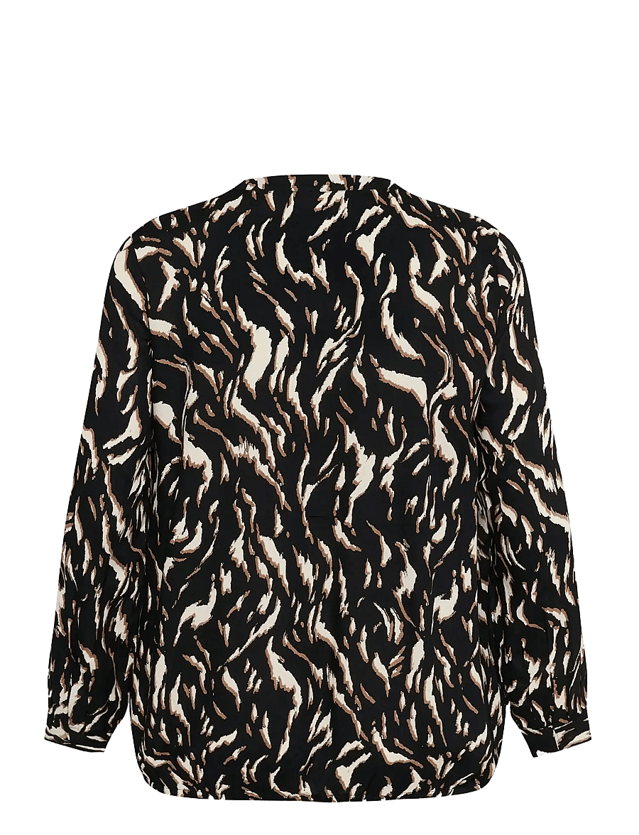 Kaffe Curve - KCdiana Blouse - langærmede skjorter - black/brown graphic animal - 1