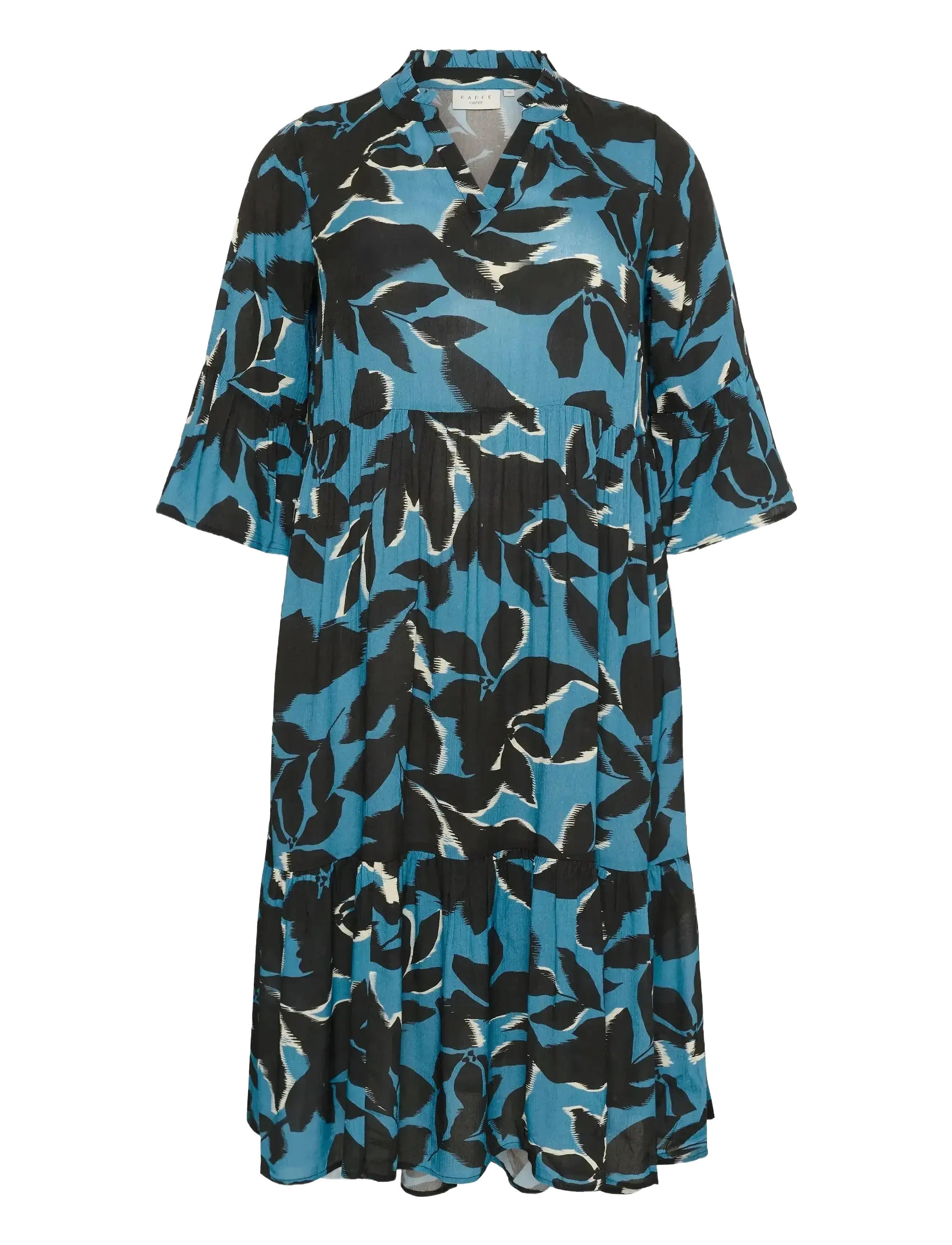 Kaffe Curve KCkerry Ami Dress - Kleidid - WINDWARD BLUE/BLACK FLOWER / blue