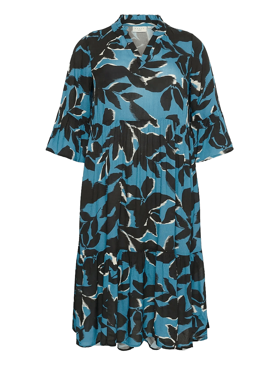 Kaffe Curve - KCkerry Ami Dress - windward blue/black flower - 1
