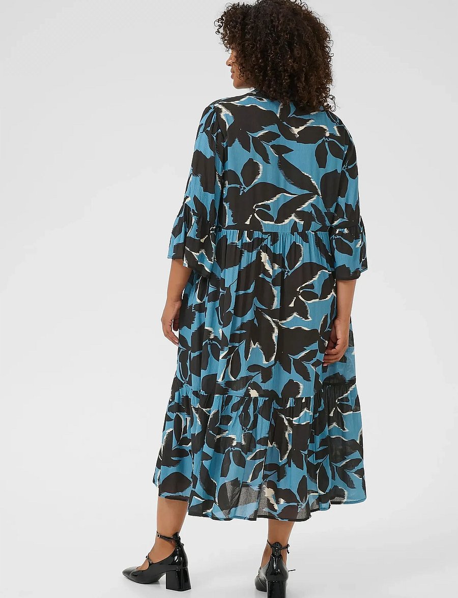 Kaffe Curve - KCkerry Ami Dress - windward blue/black flower - 3
