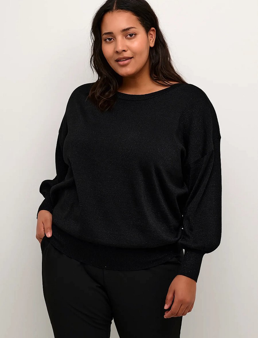Kaffe Curve - KCregitta Knit Pullover - striktrøjer - black deep - 0