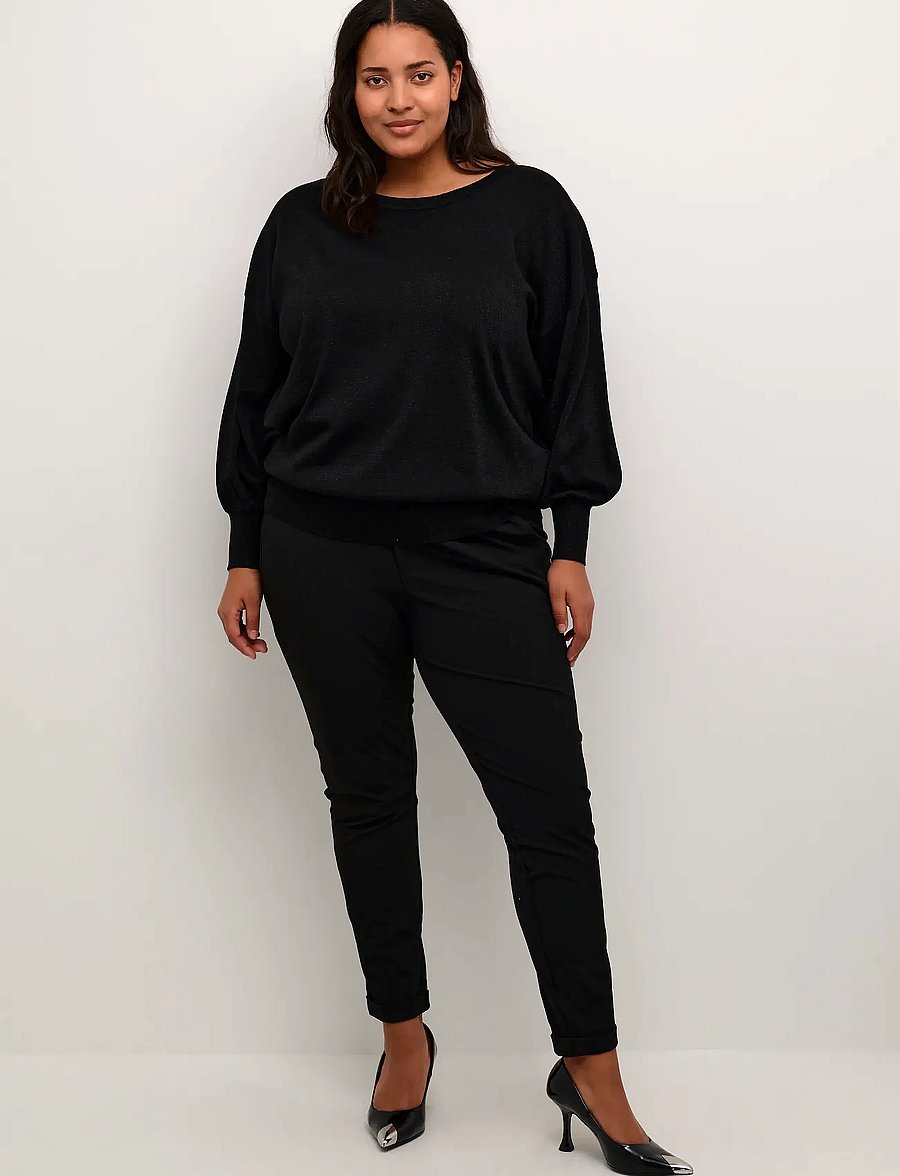 Kaffe Curve - KCregitta Knit Pullover - striktrøjer - black deep - 3