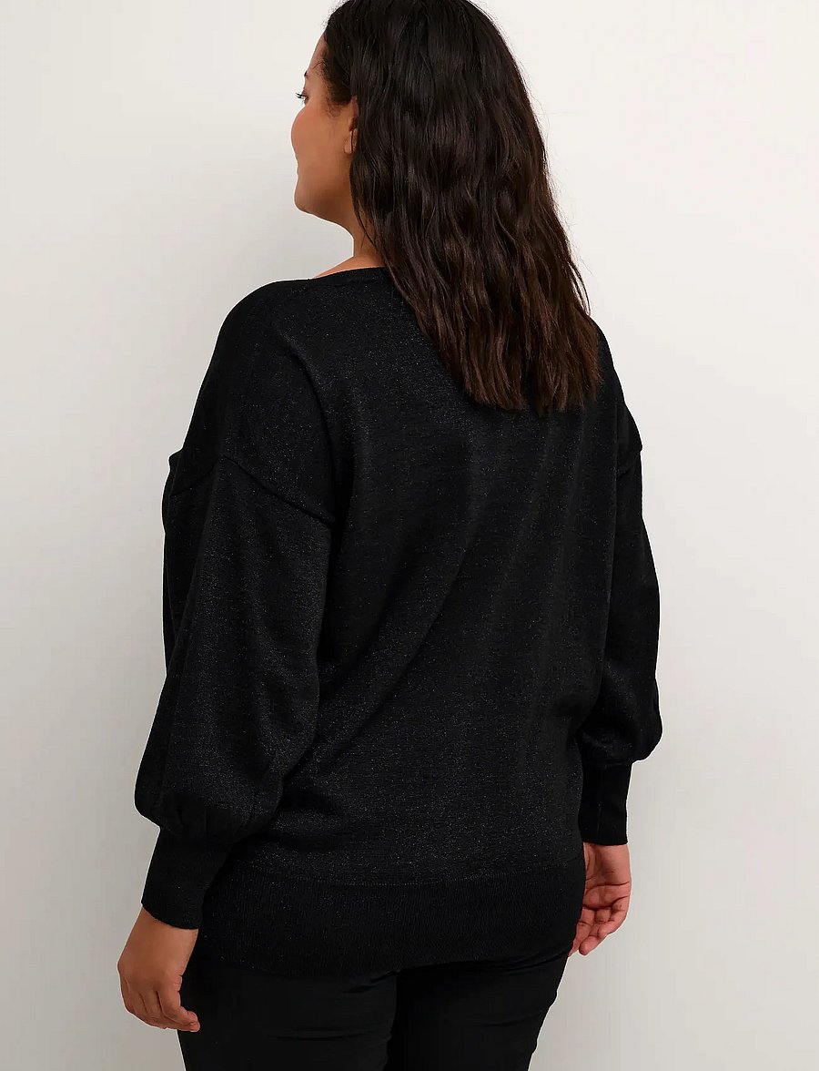 Kaffe Curve - KCregitta Knit Pullover - striktrøjer - black deep - 4