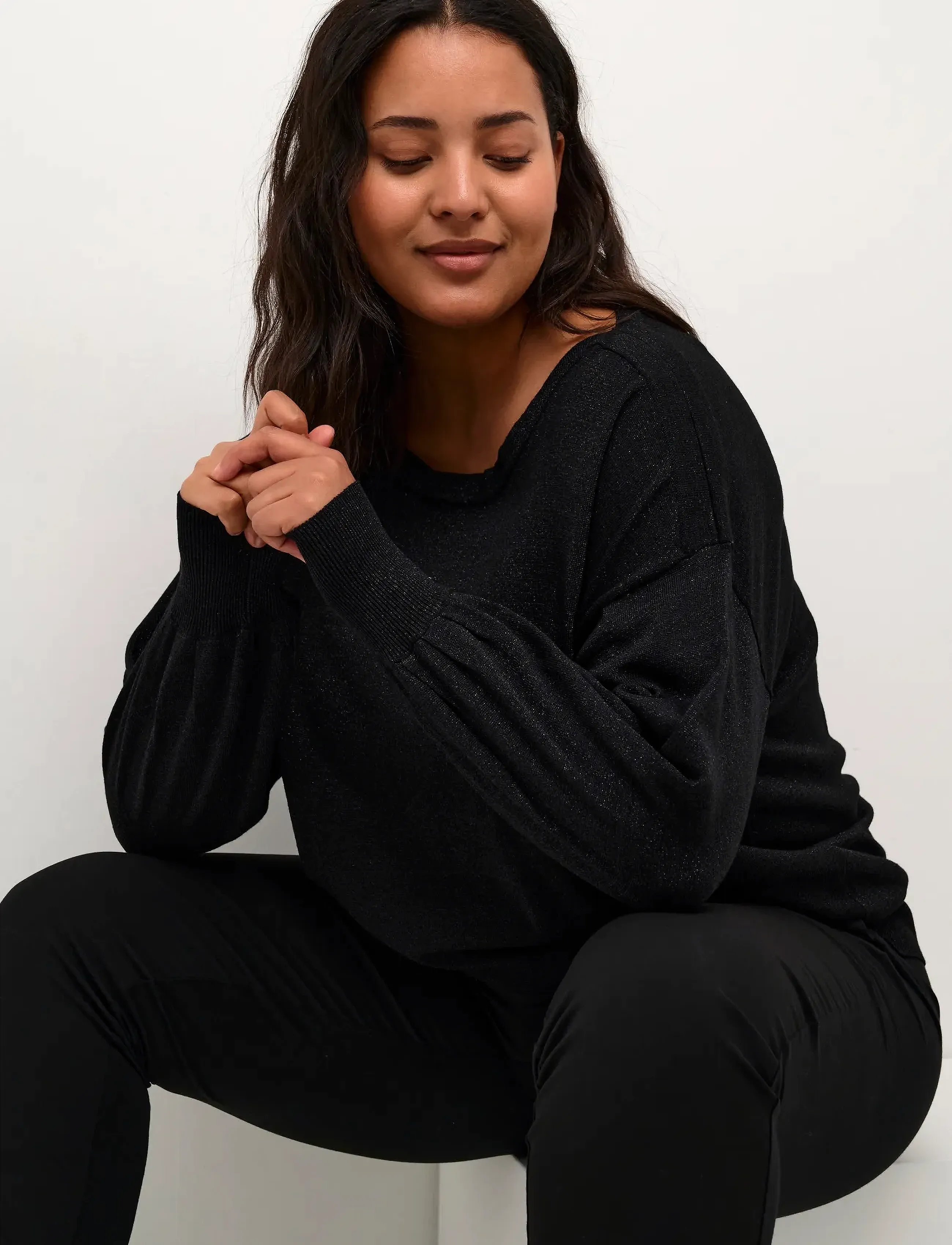 Kaffe Curve - KCregitta Knit Pullover - tröjor - black deep - 5