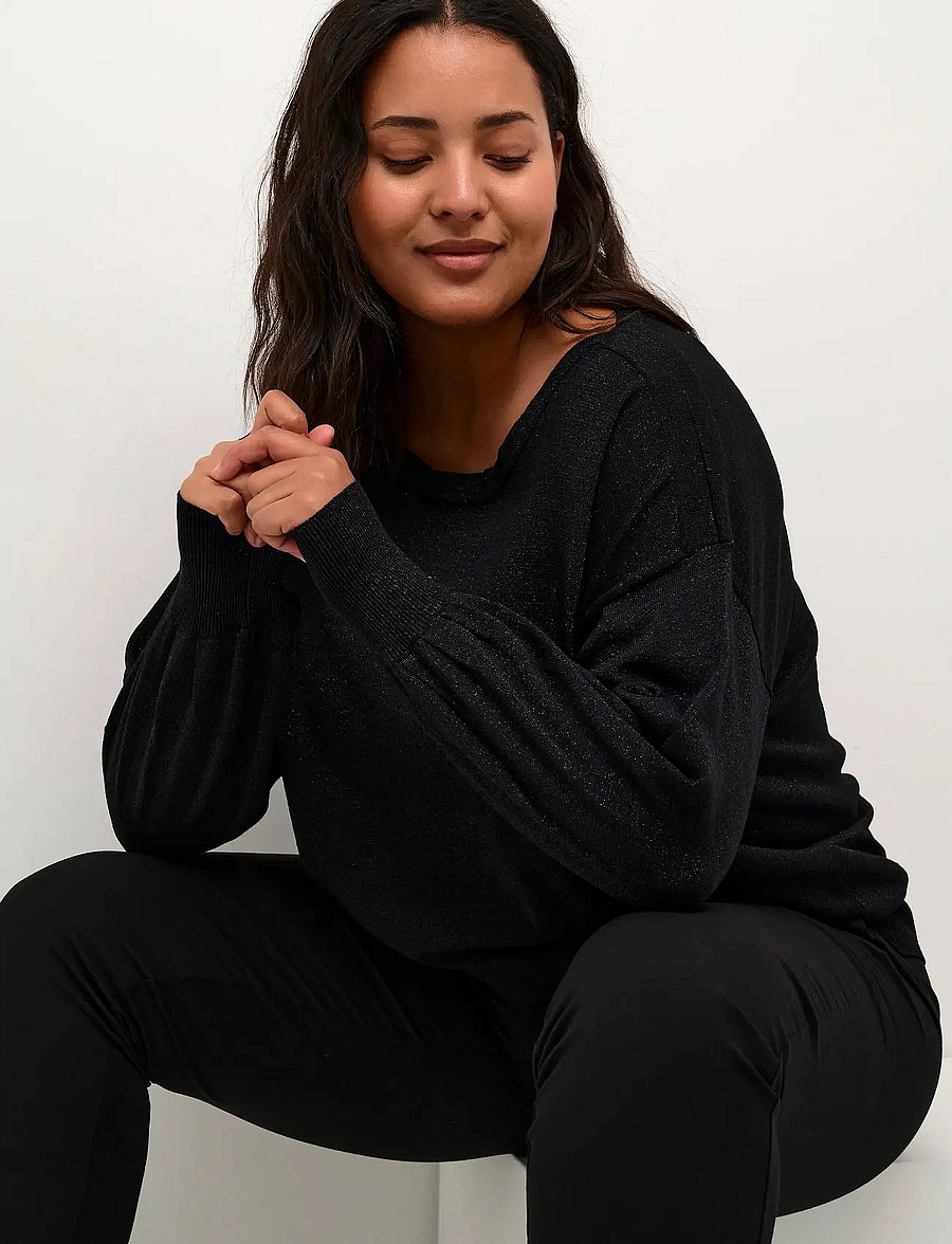 Kaffe Curve - KCregitta Knit Pullover - striktrøjer - black deep - 5