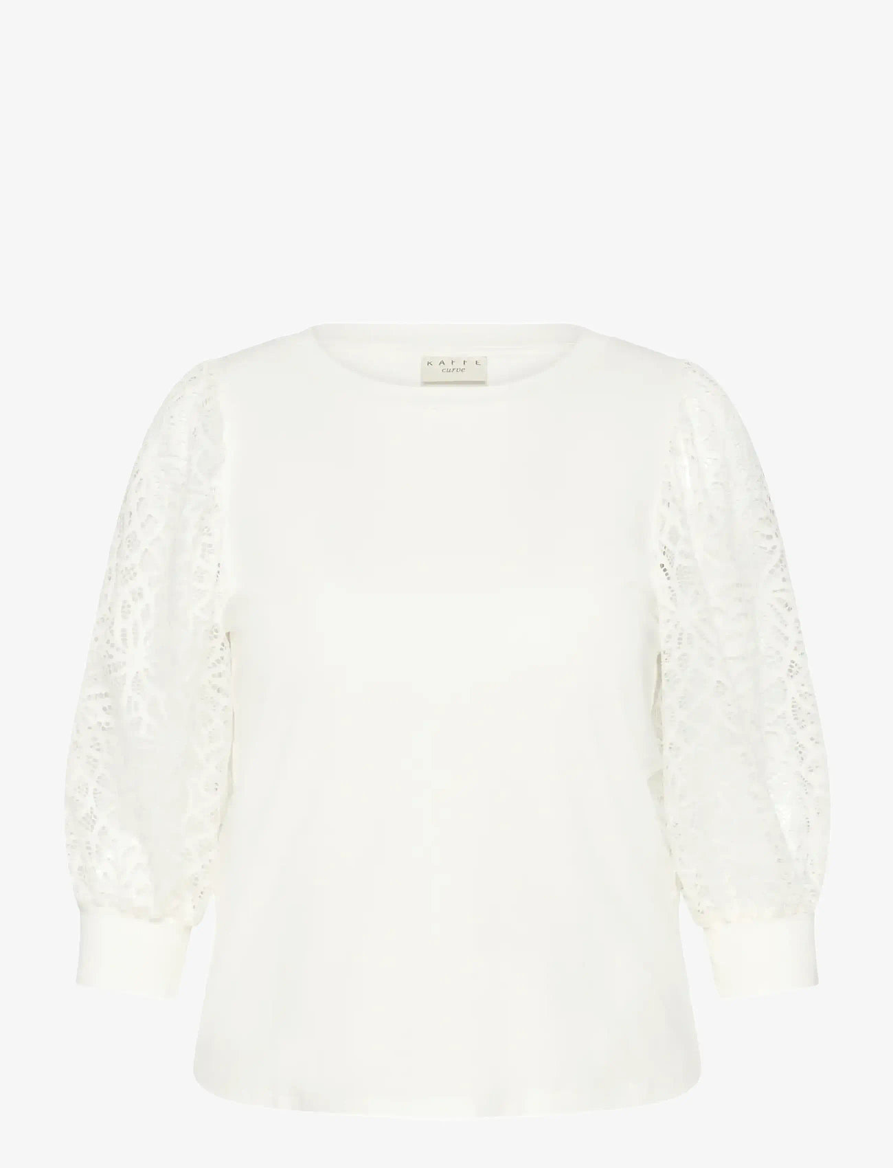 Kaffe Curve - KCbella Lace T-Shirt - långärmade toppar - chalk - 1