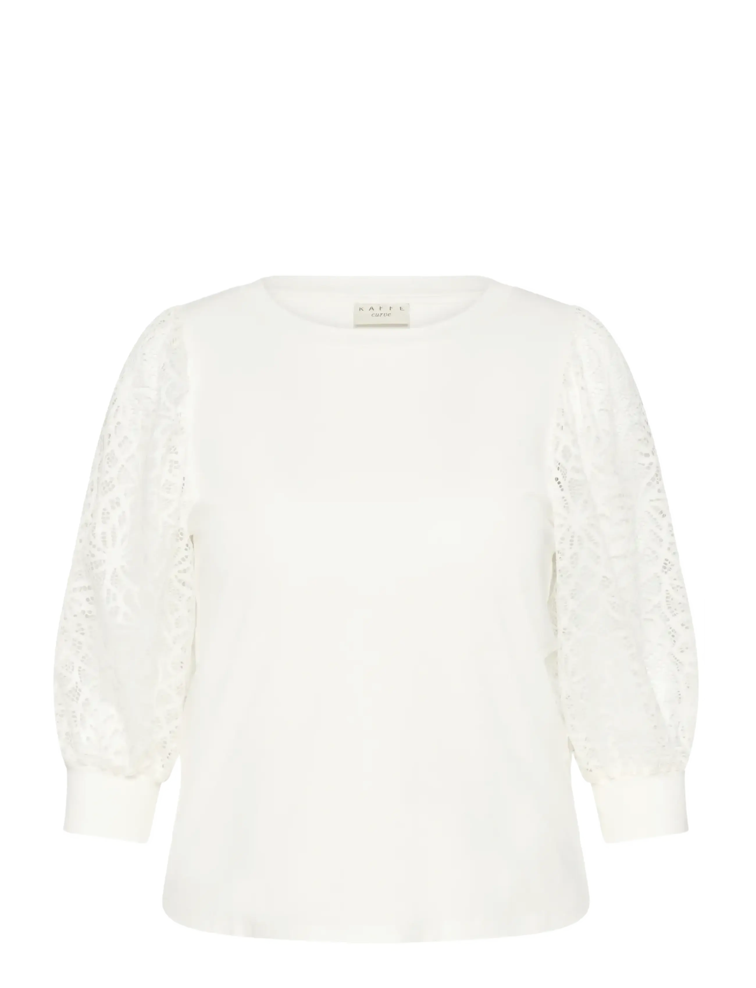 Kaffe Curve KCbella Lace T-Shirt - Tøj - CHALK / white