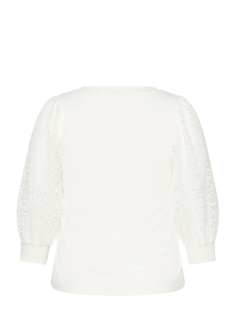 Kaffe Curve - KCbella Lace T-Shirt - langärmlige tops - chalk - 2