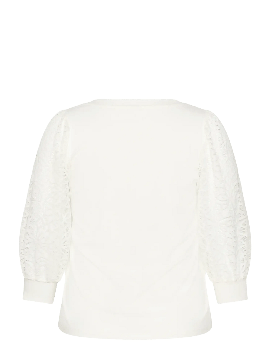 Kaffe Curve - KCbella Lace T-Shirt - langärmlige tops - chalk - 2