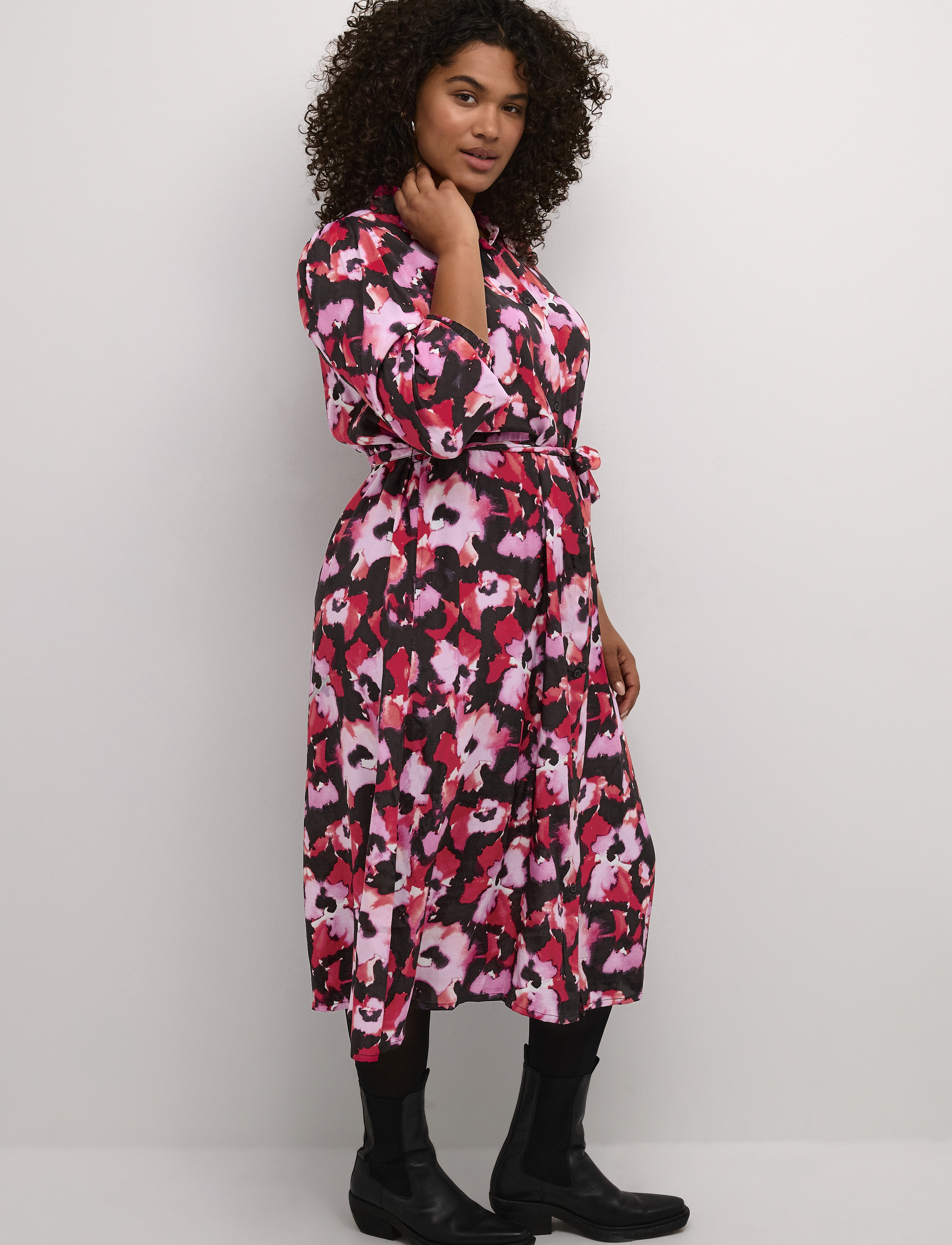 Kaffe Curve KCnatalia Shirt Dress - Riided - PINK FADED FLOWER / pink/rose
